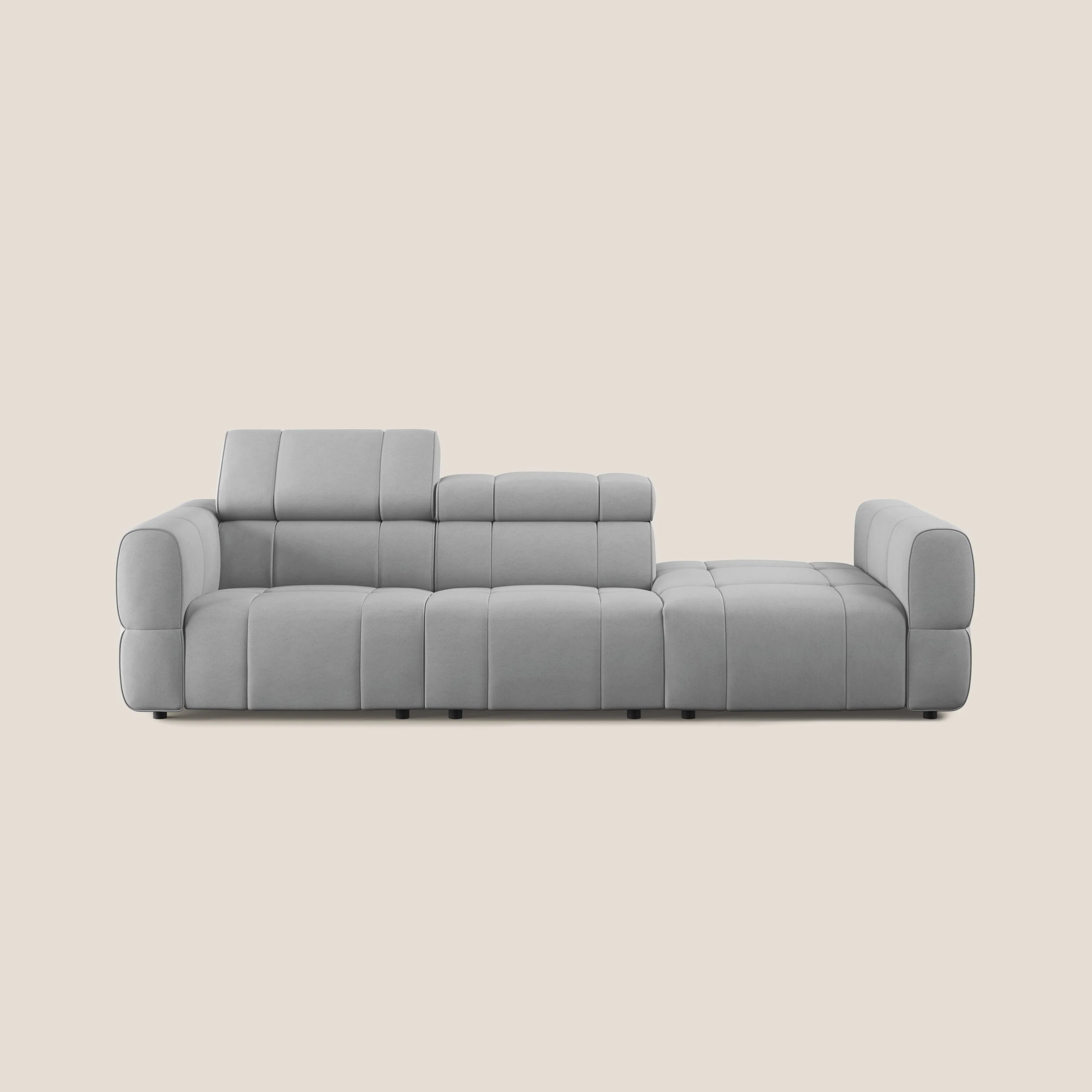 Giotto Canapé terminal avec option relax électrique en microfibre imperméable effet velours T09 gris clair - Image 11