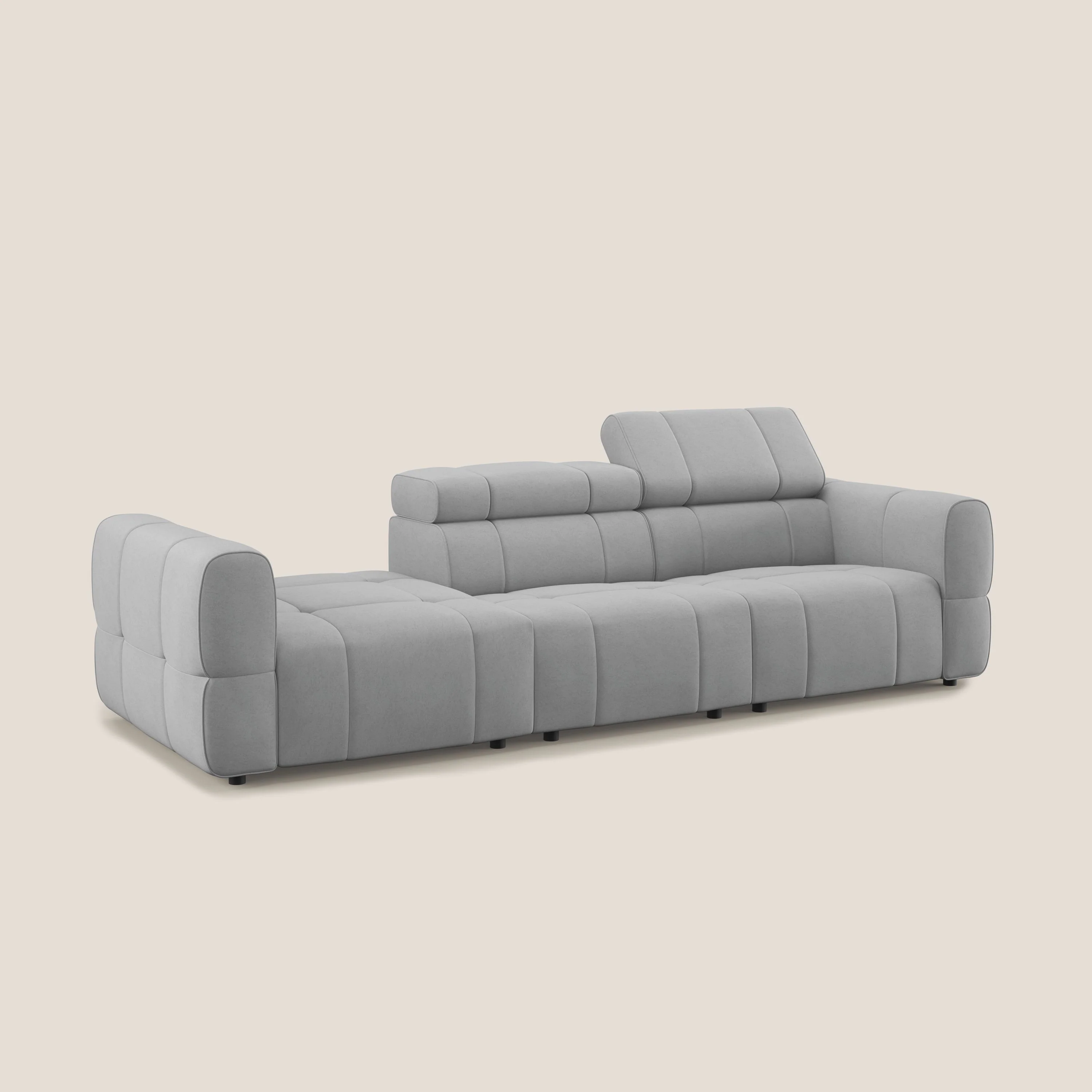 Giotto Canapé terminal avec option relax électrique en microfibre imperméable effet velours T09 gris clair - Image 4