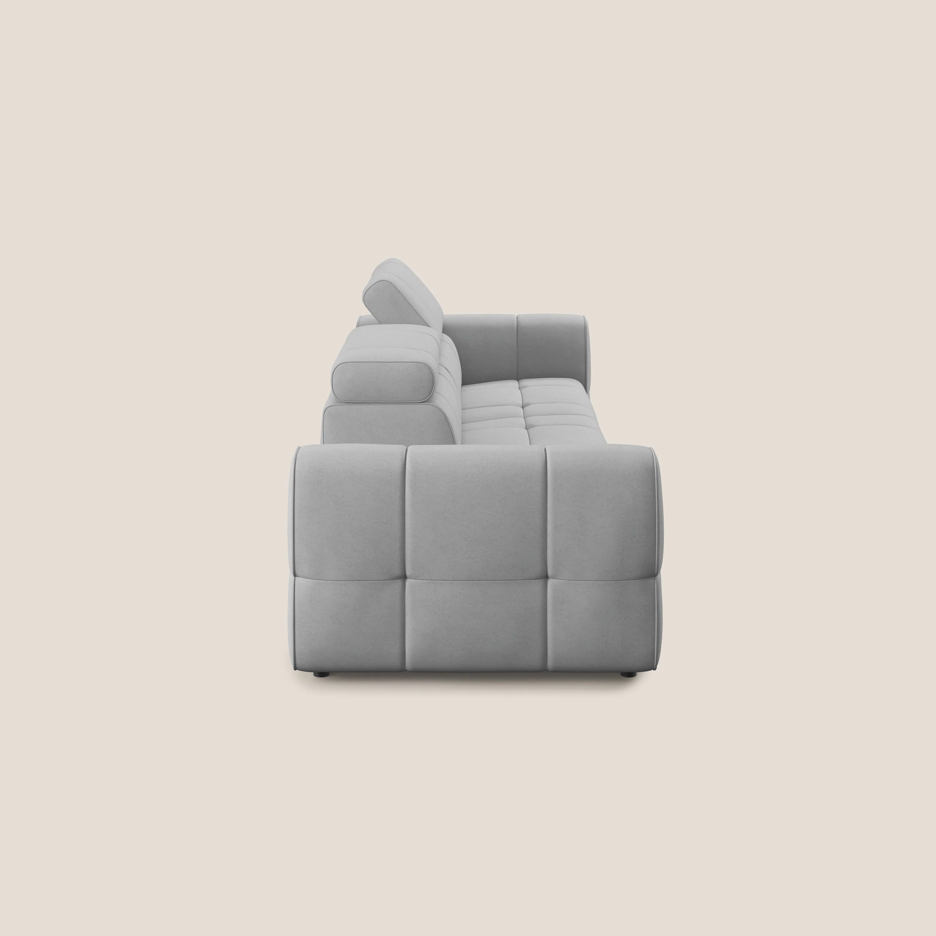 Giotto Canapé terminal avec option relax électrique en microfibre imperméable effet velours T09 gris clair - Image 5
