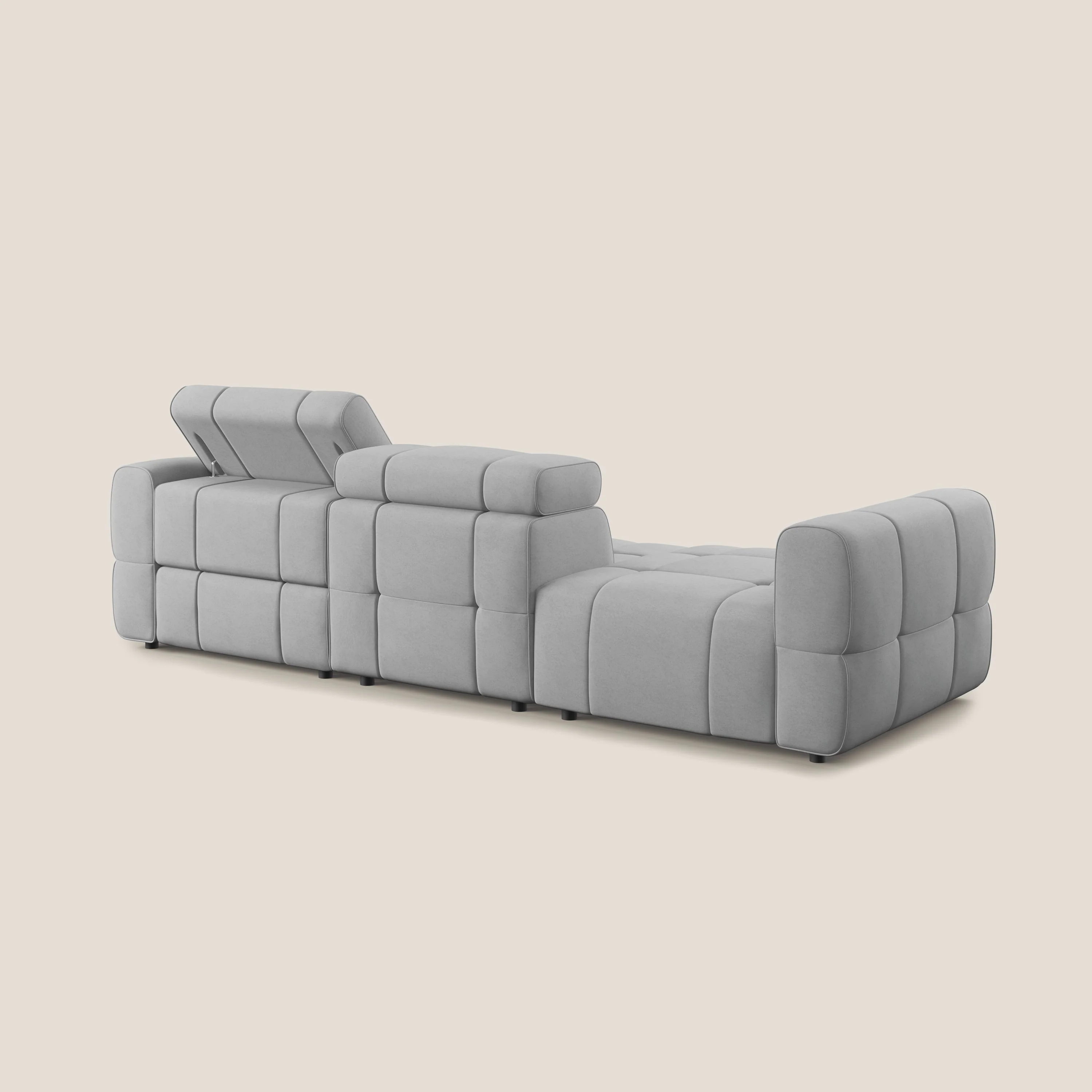 Giotto Canapé terminal avec option relax électrique en microfibre imperméable effet velours T09 gris clair - Image 6