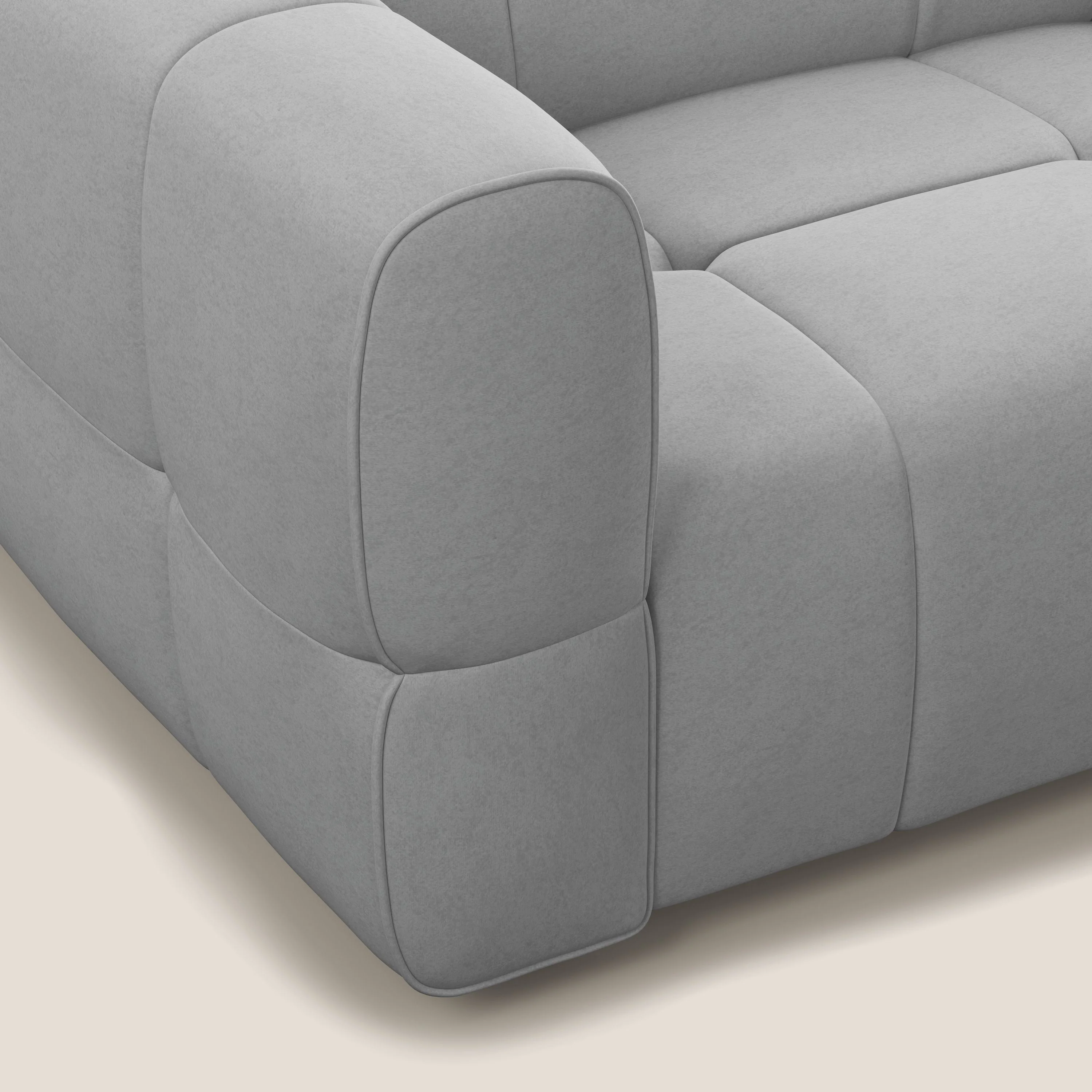 Giotto Canapé terminal avec option relax électrique en microfibre imperméable effet velours T09 gris clair - Image 8
