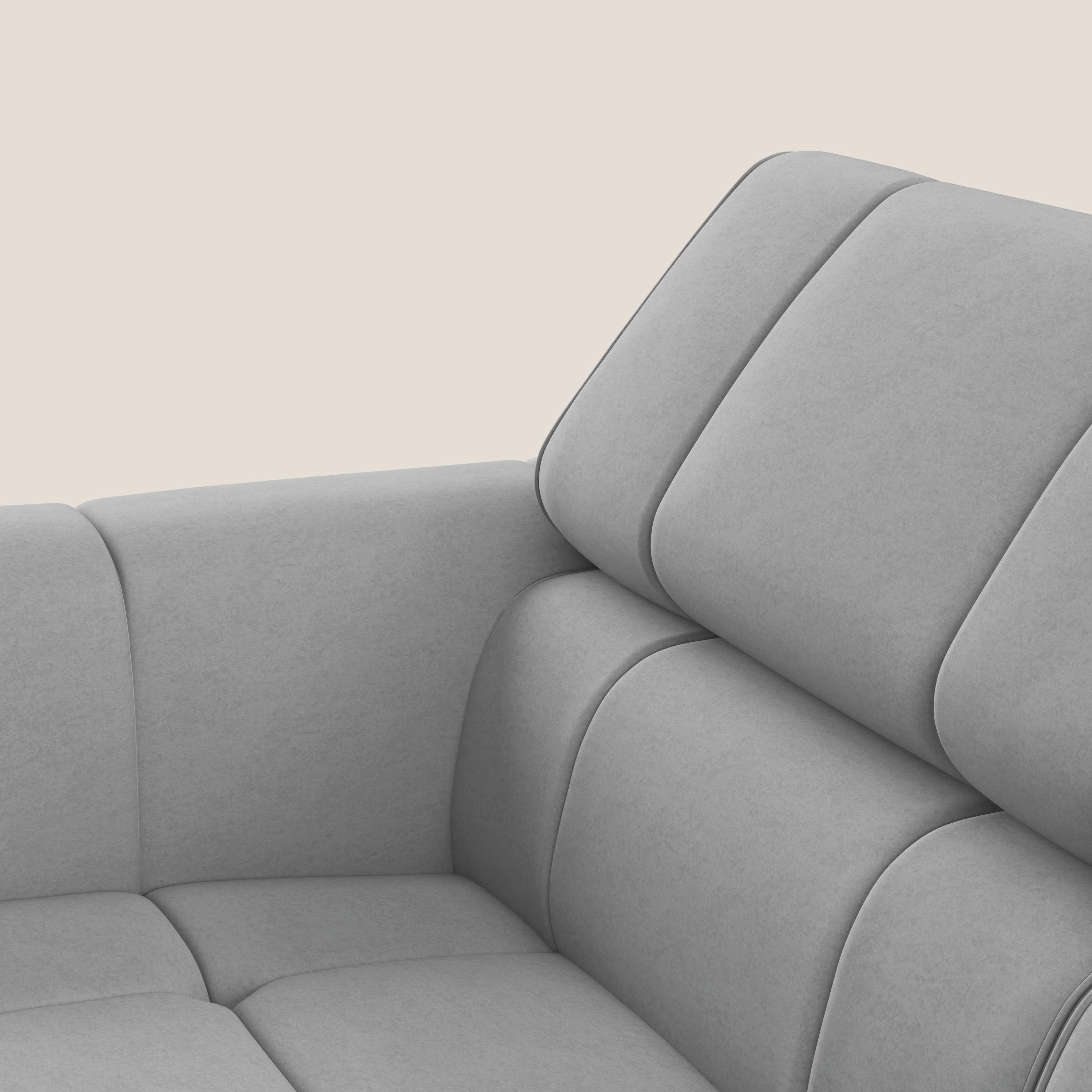 Giotto Canapé terminal avec option relax électrique en microfibre imperméable effet velours T09 gris clair - Image 9