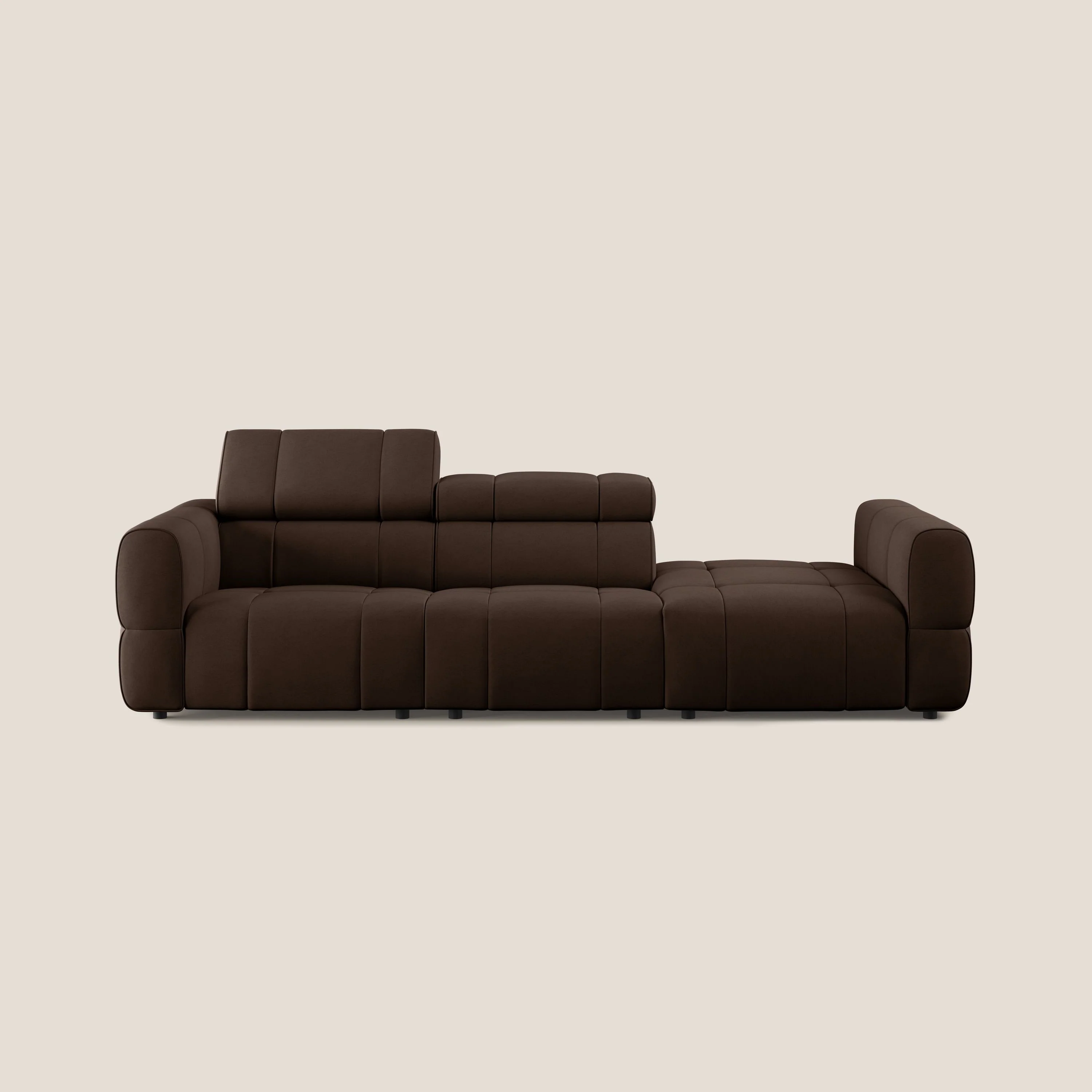 Giotto Canapé terminal avec option relax électrique en microfibre imperméable effet velours T09 marron - Image 11