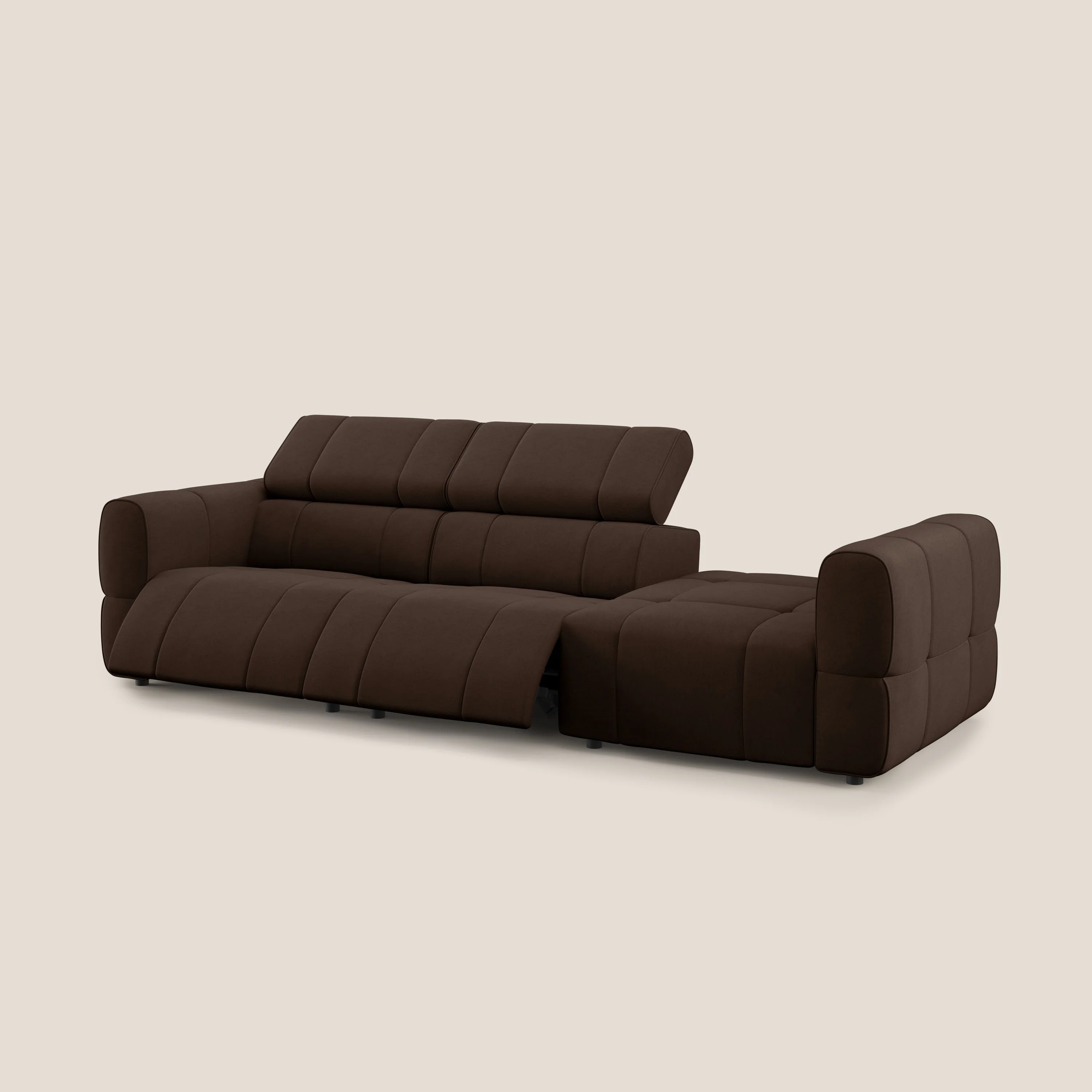 Giotto Canapé terminal avec option relax électrique en microfibre imperméable effet velours T09 marron - Image 12