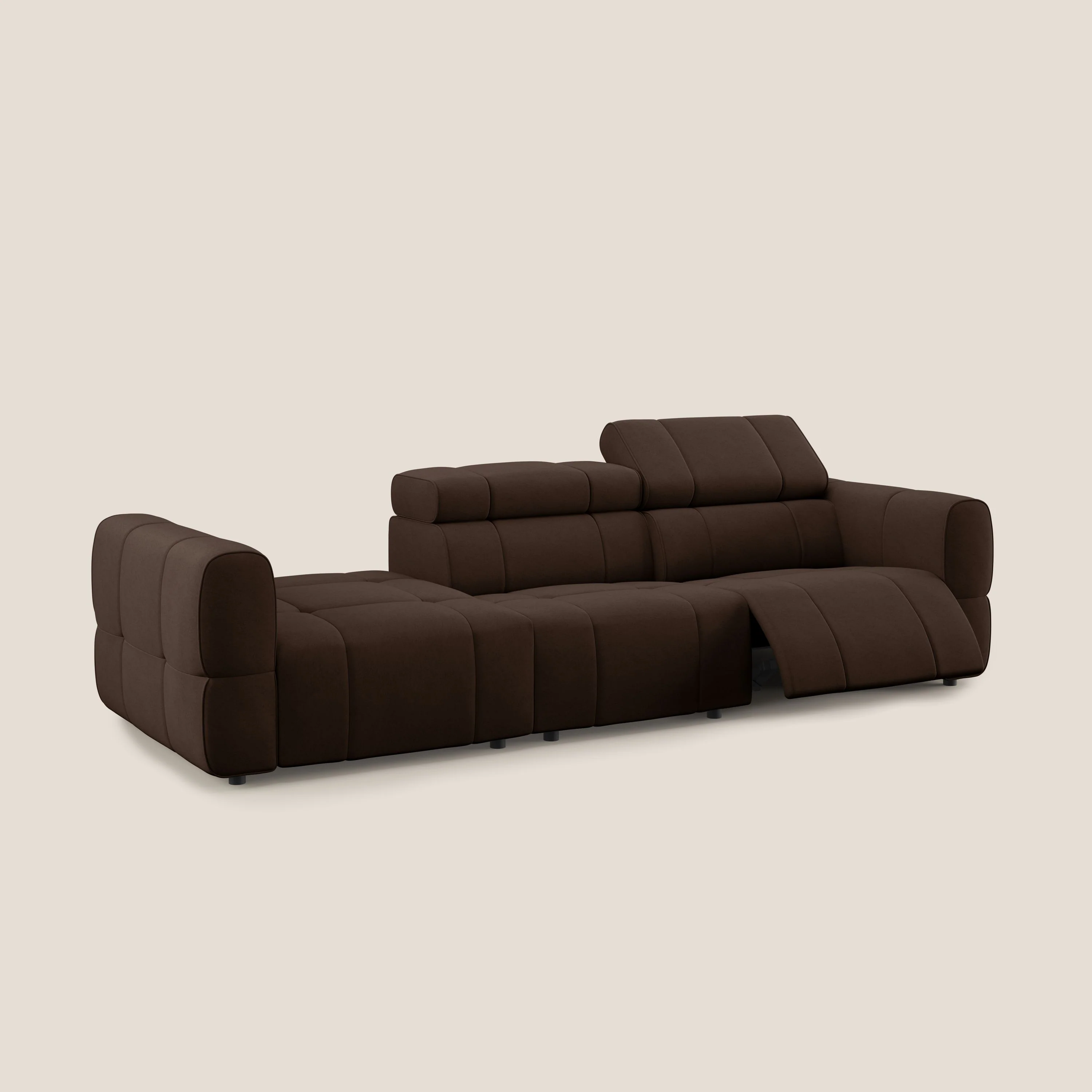 Giotto Canapé terminal avec option relax électrique en microfibre imperméable effet velours T09 marron - Image 2