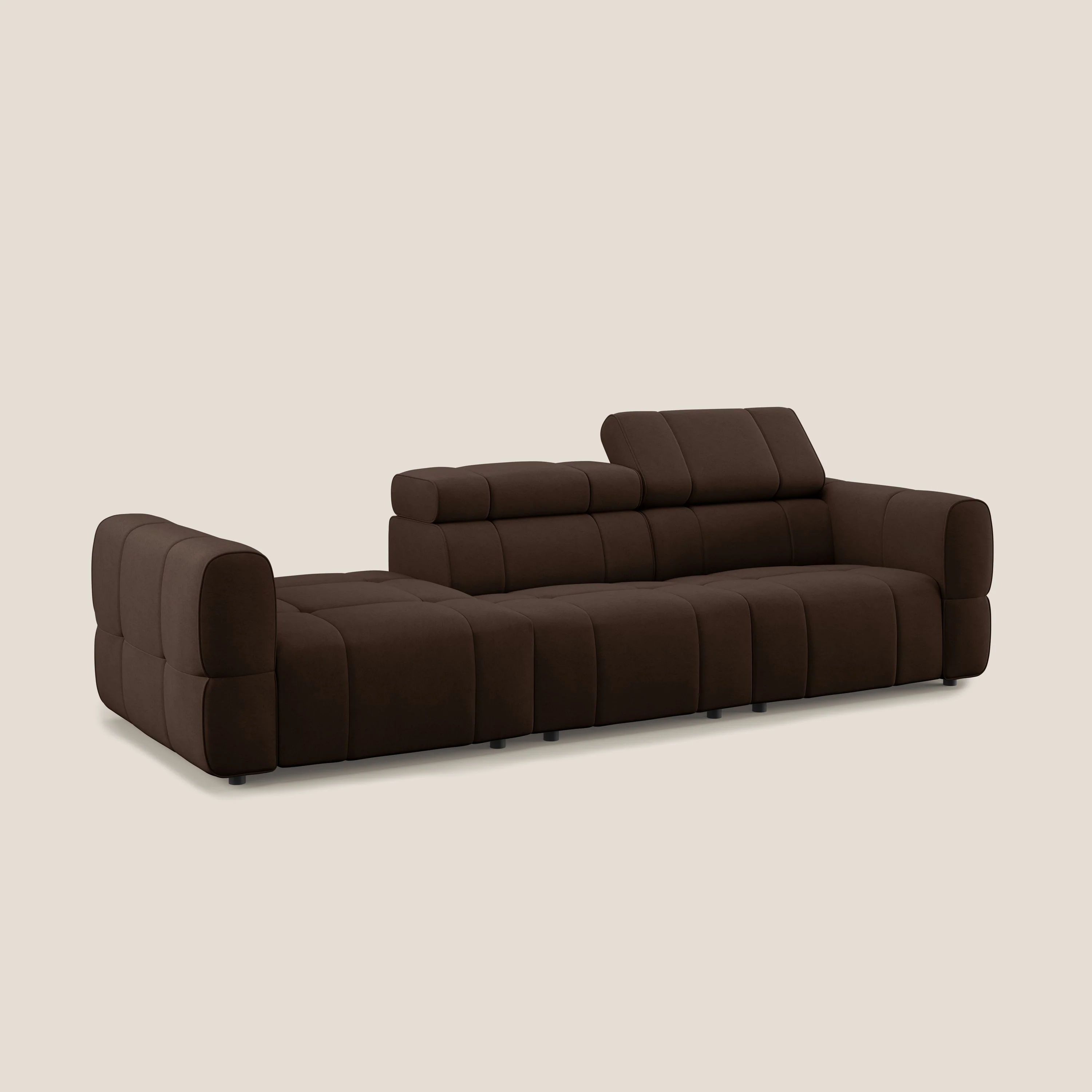 Giotto Canapé terminal avec option relax électrique en microfibre imperméable effet velours T09 marron - Image 4
