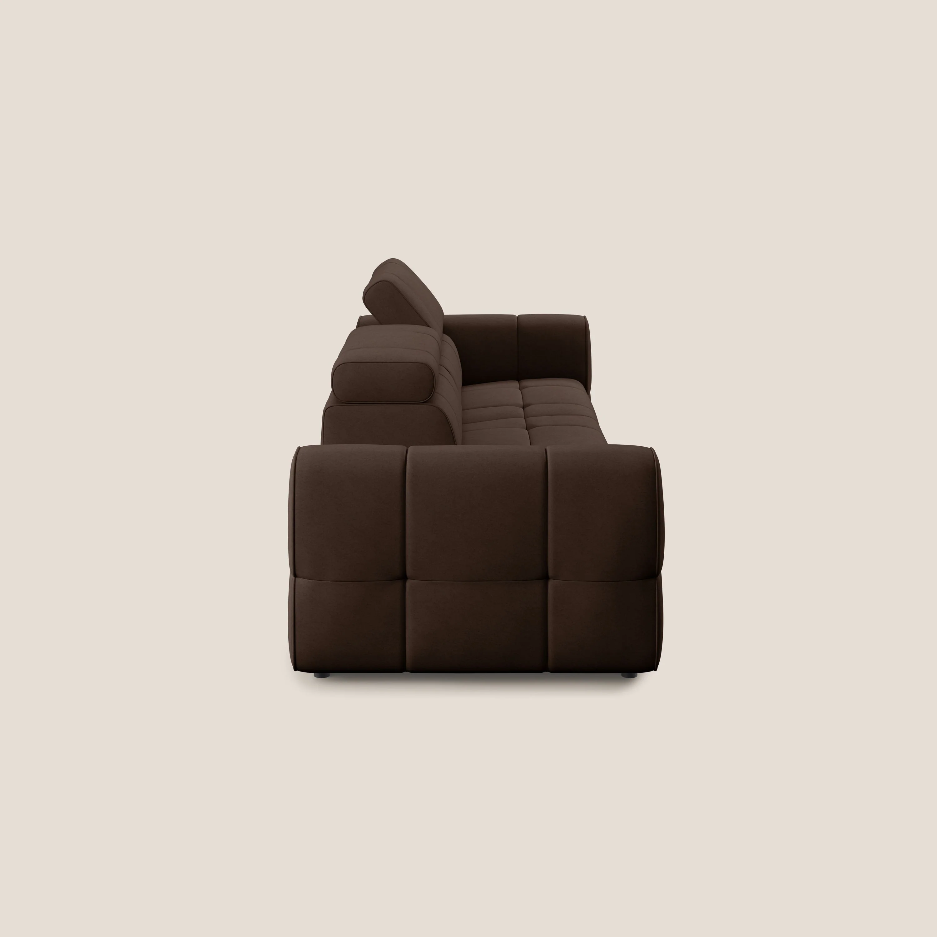 Giotto Canapé terminal avec option relax électrique en microfibre imperméable effet velours T09 marron - Image 5
