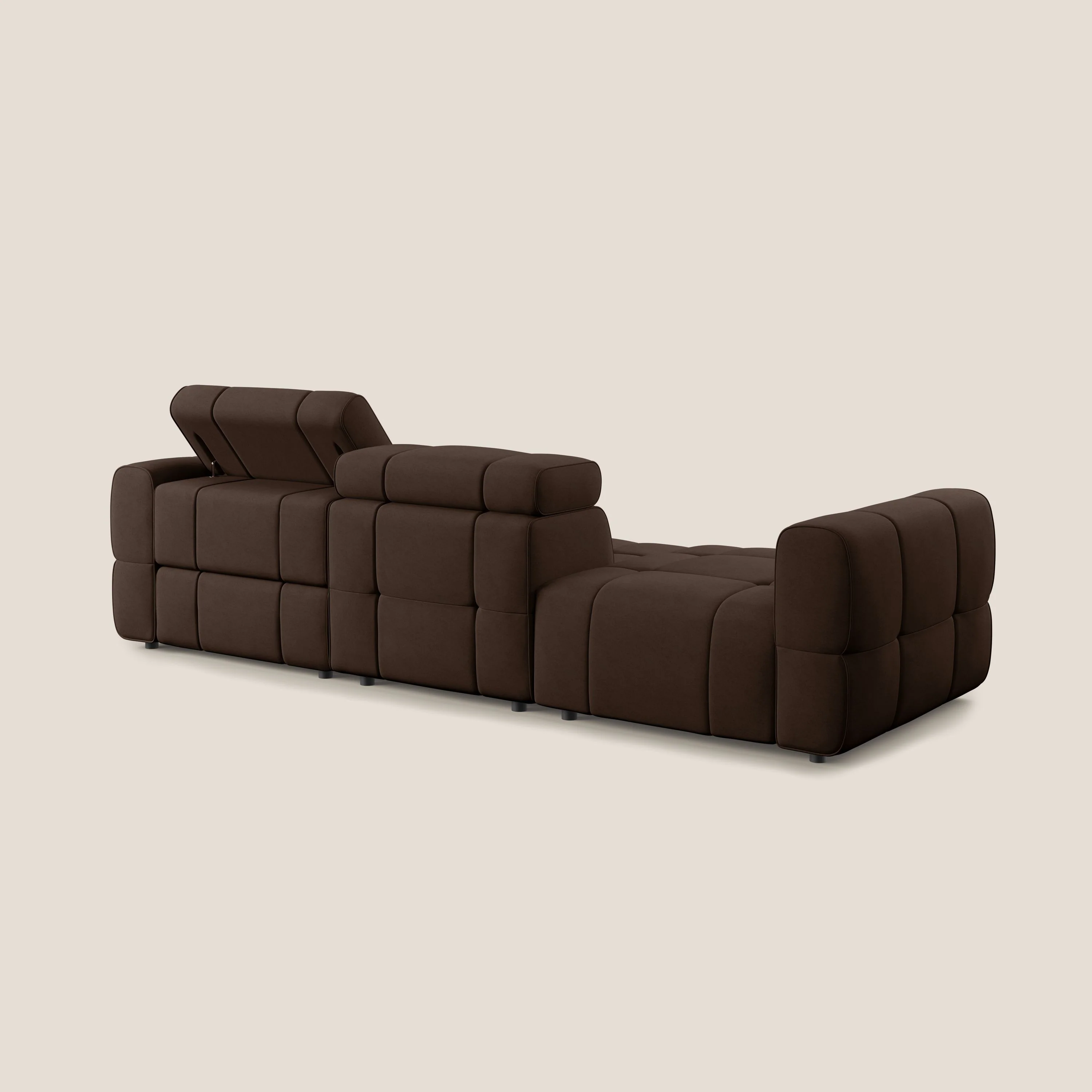 Giotto Canapé terminal avec option relax électrique en microfibre imperméable effet velours T09 marron - Image 6