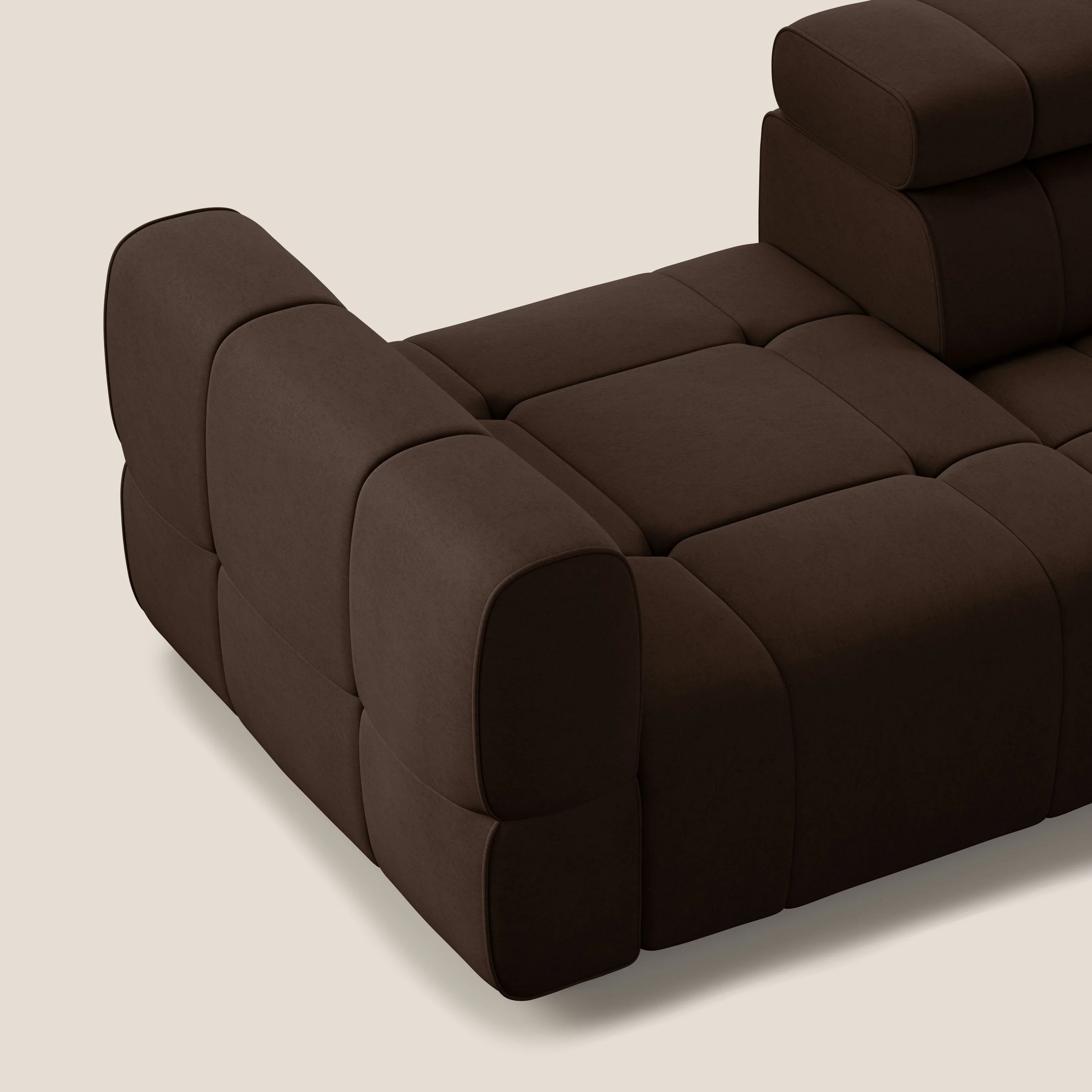 Giotto Canapé terminal avec option relax électrique en microfibre imperméable effet velours T09 marron - Image 7