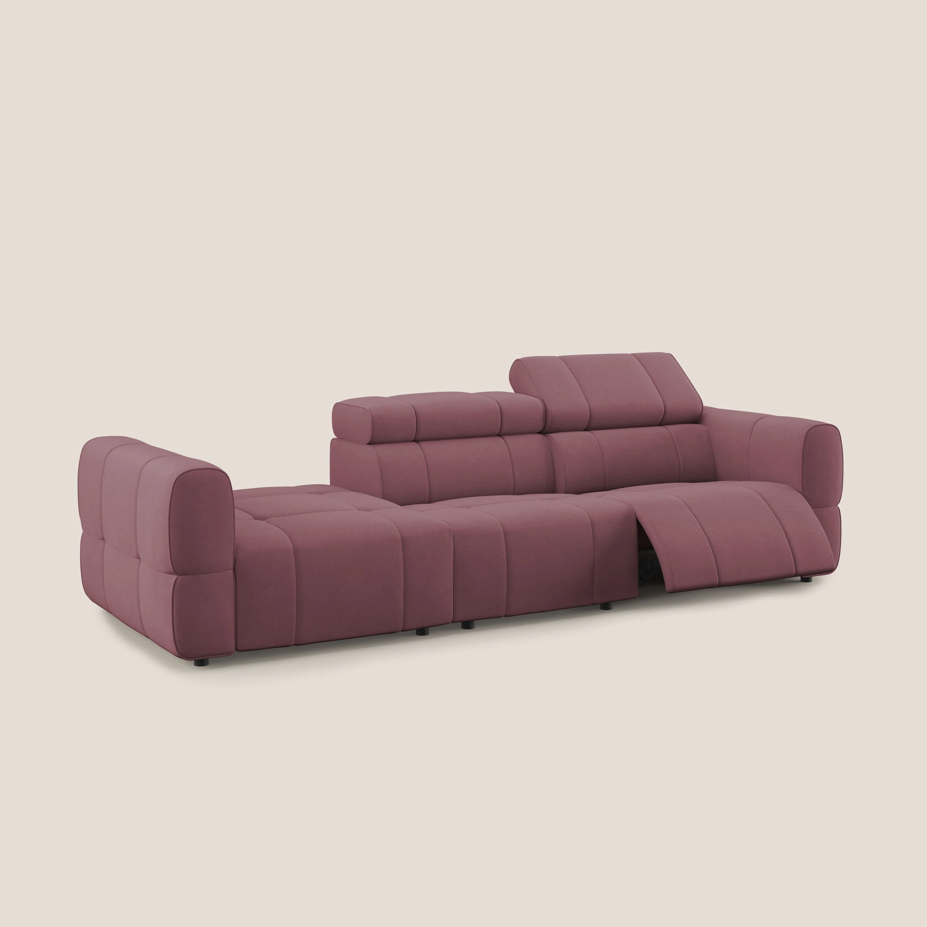 Giotto Canapé terminal avec option relax électrique en microfibre imperméable effet velours  T09 saumon - Image 2