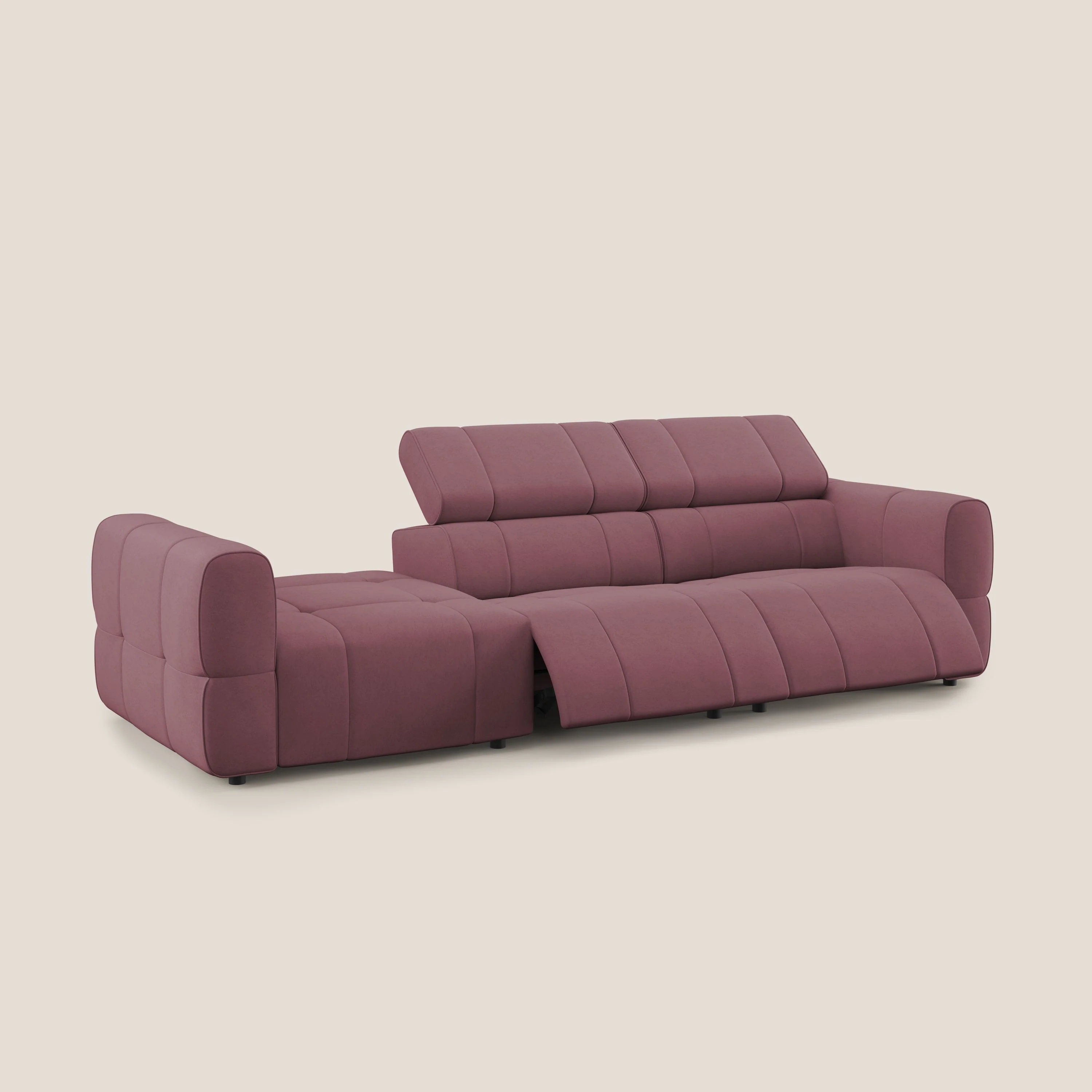 Giotto Canapé terminal avec option relax électrique en microfibre imperméable effet velours  T09 saumon - Image 3