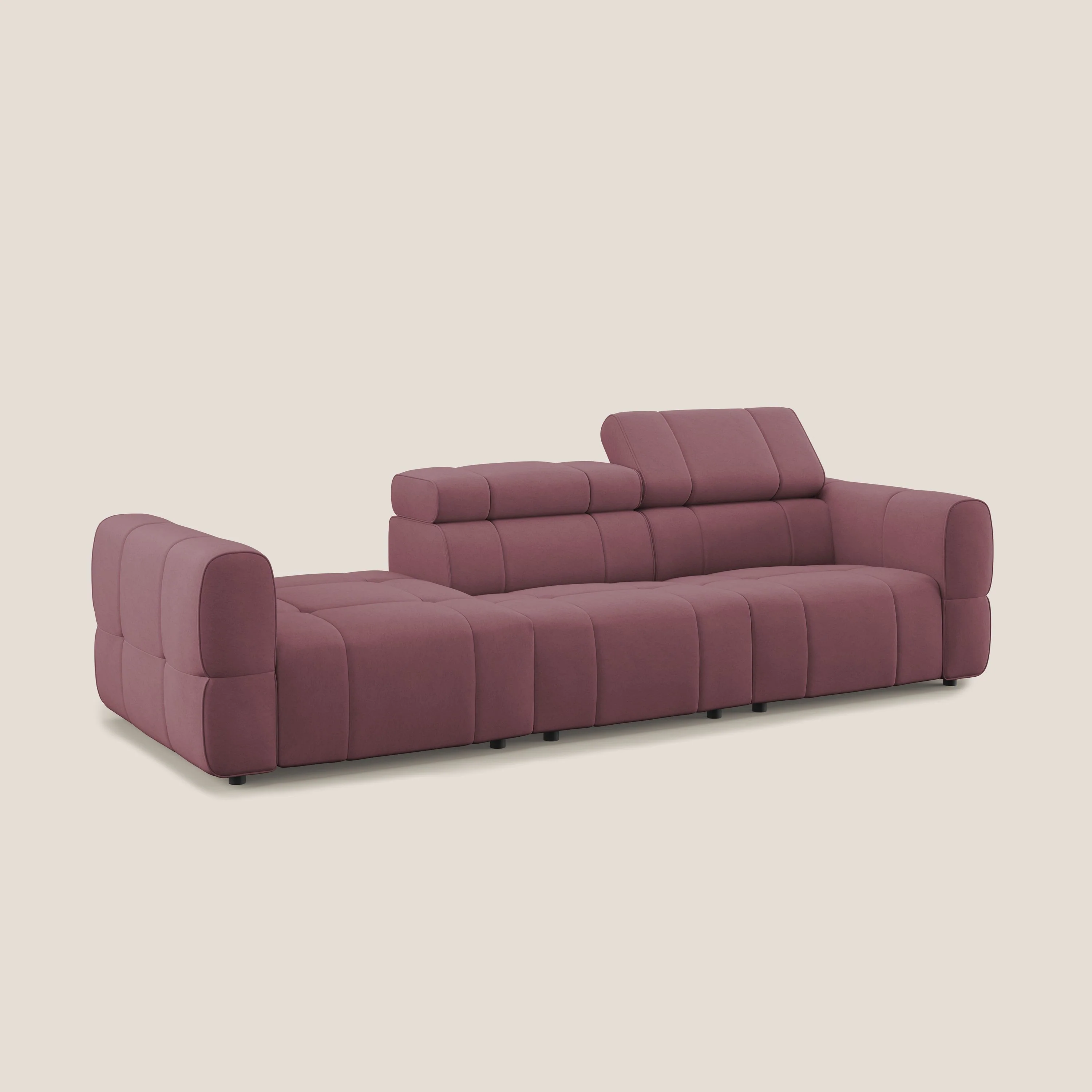 Giotto Canapé terminal avec option relax électrique en microfibre imperméable effet velours  T09 saumon - Image 4