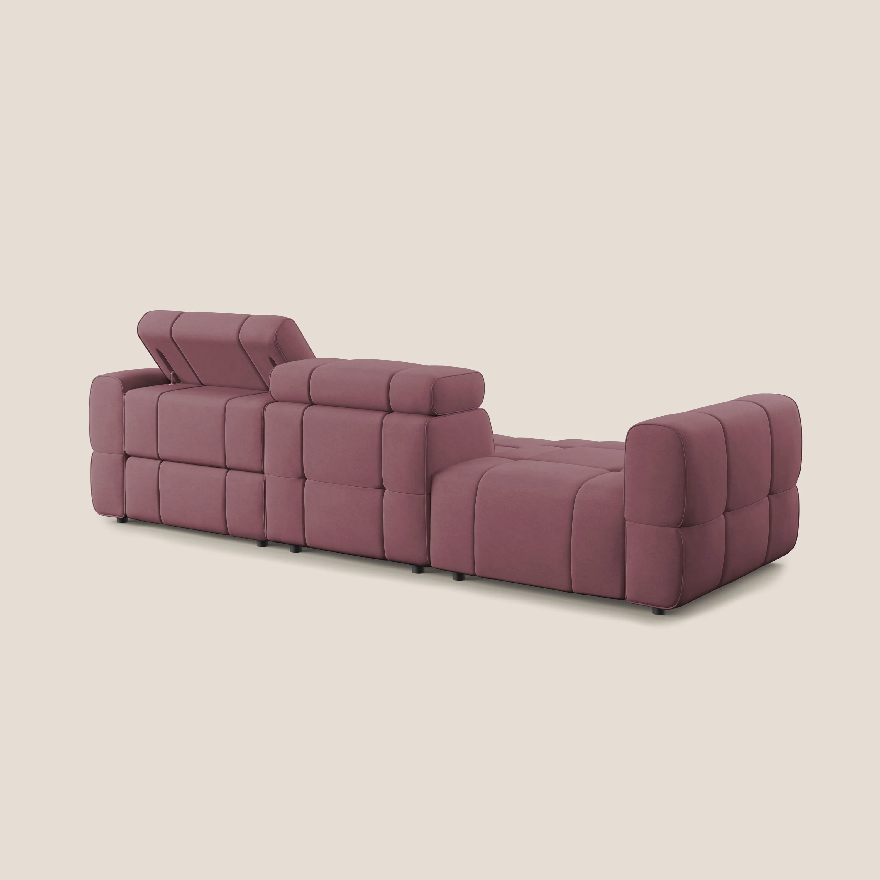 Giotto Canapé terminal avec option relax électrique en microfibre imperméable effet velours  T09 saumon - Image 6