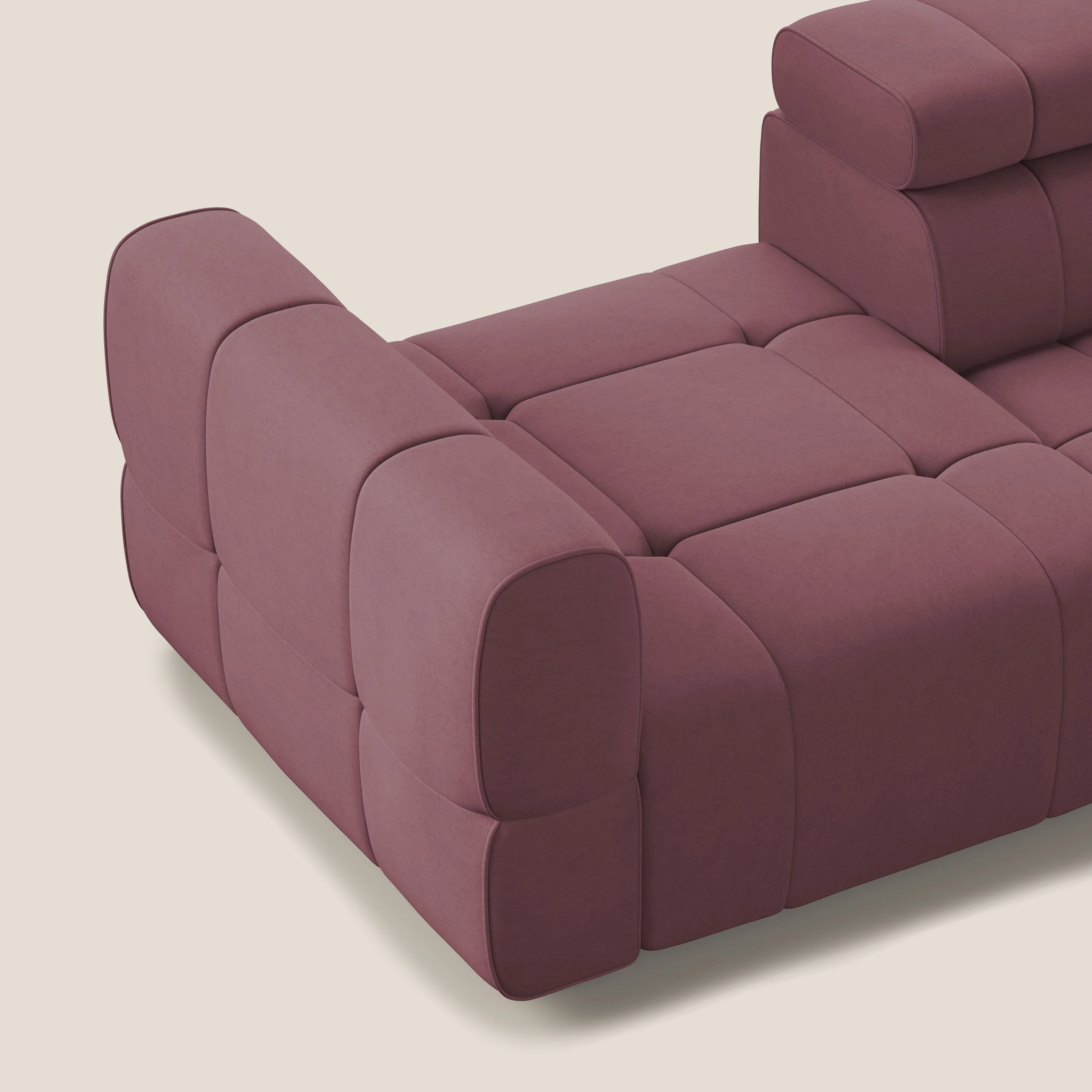 Giotto Canapé terminal avec option relax électrique en microfibre imperméable effet velours  T09 saumon - Image 7