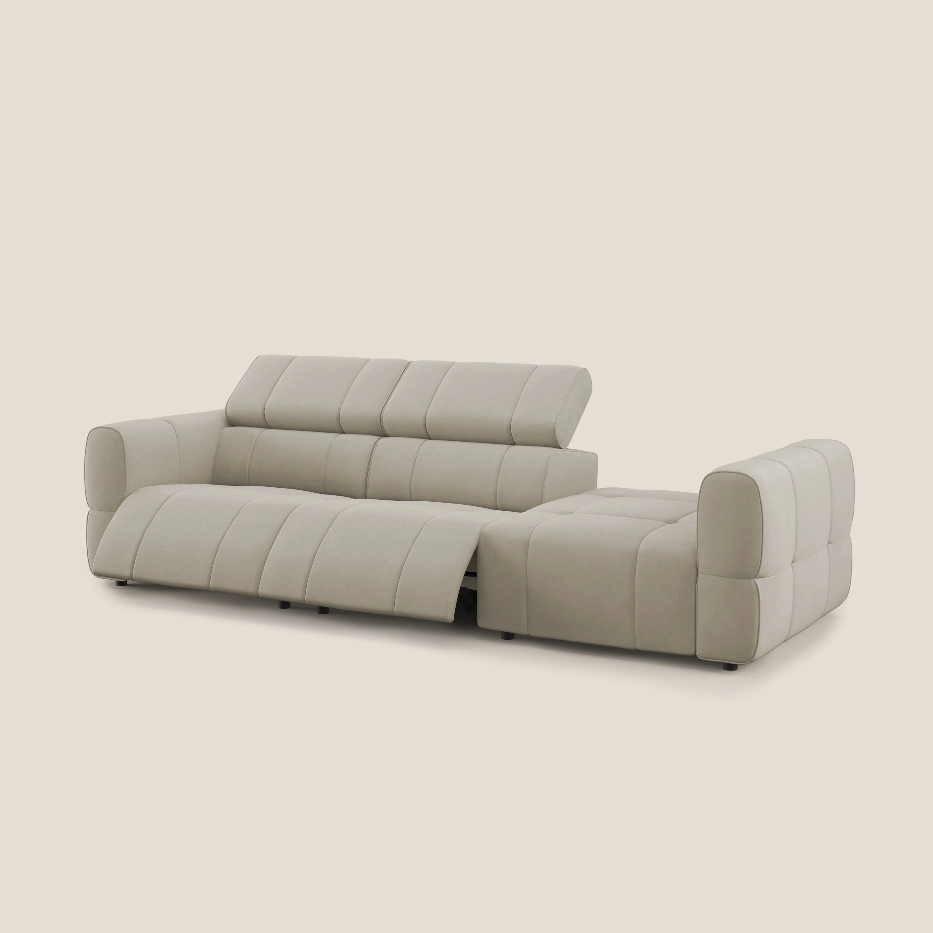 Giotto Canapé terminal avec option relax électrique en microfibre imperméable effet velours  T09 beige - Image 14