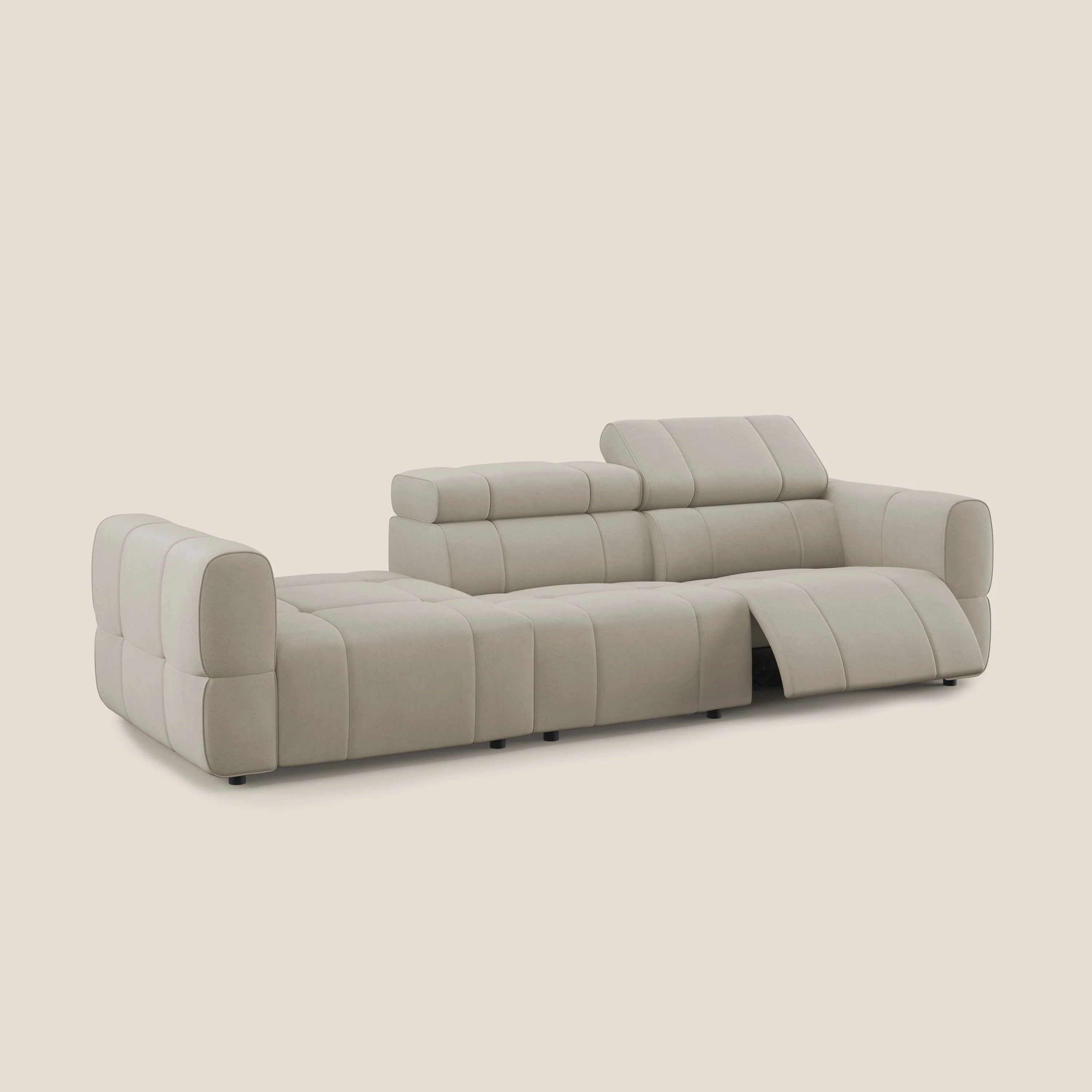 Giotto Canapé terminal avec option relax électrique en microfibre imperméable effet velours  T09 beige - Image 4
