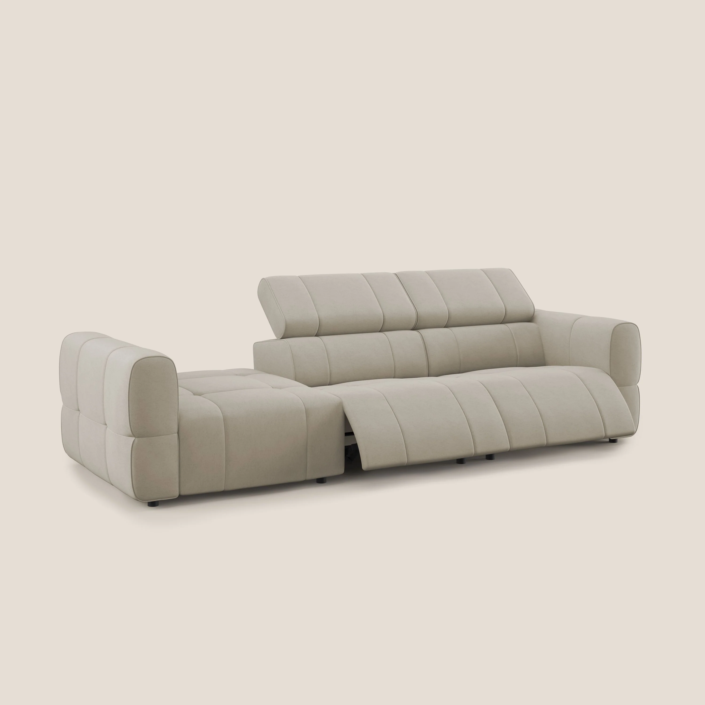 Giotto Canapé terminal avec option relax électrique en microfibre imperméable effet velours  T09 beige - Image 5