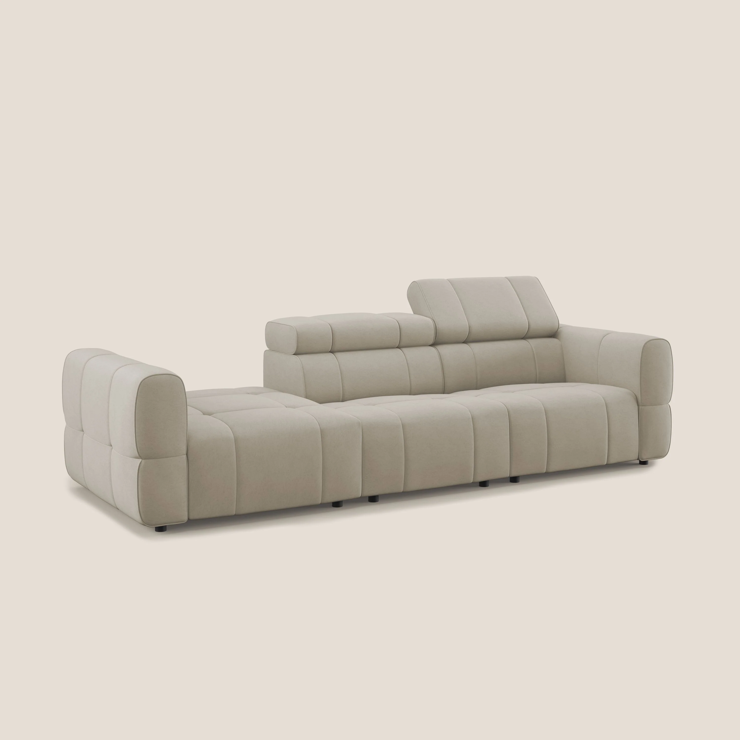 Giotto Canapé terminal avec option relax électrique en microfibre imperméable effet velours  T09 beige - Image 6