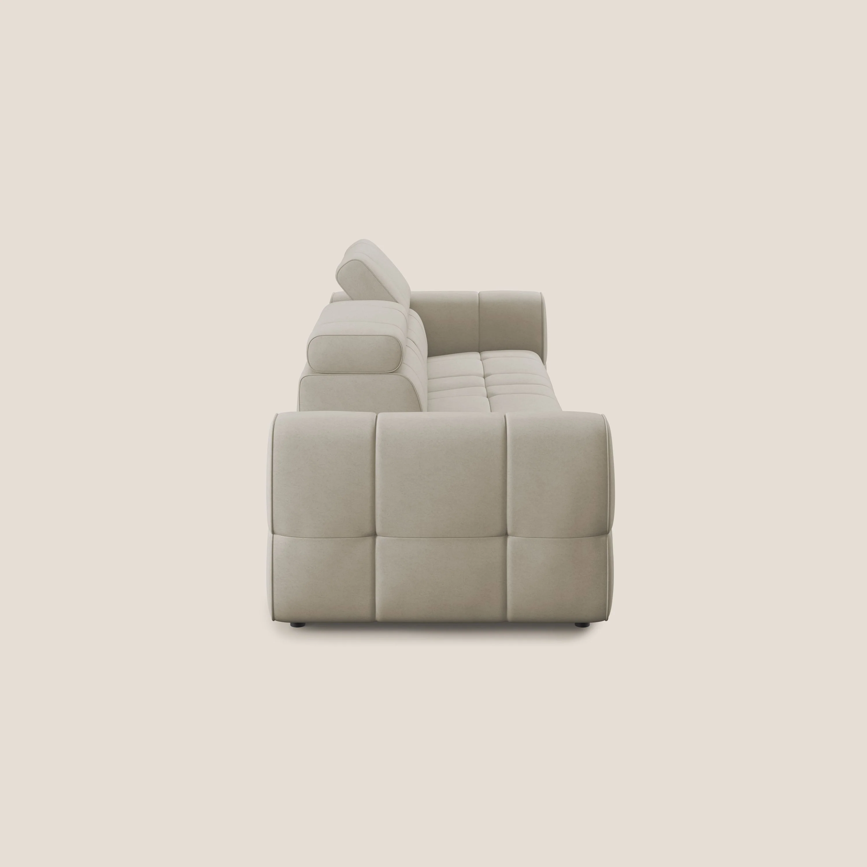 Giotto Canapé terminal avec option relax électrique en microfibre imperméable effet velours  T09 beige - Image 7