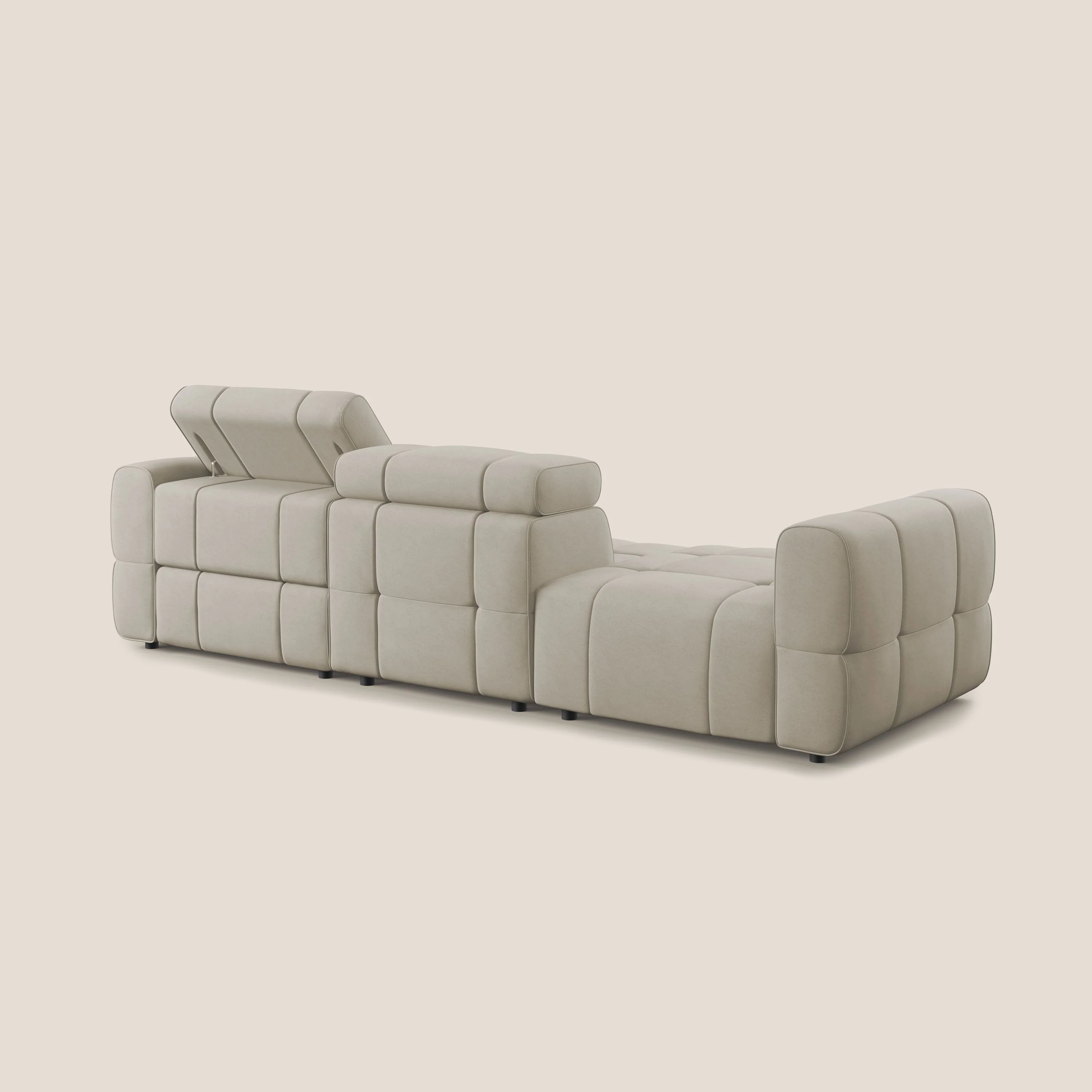 Giotto Canapé terminal avec option relax électrique en microfibre imperméable effet velours  T09 beige - Image 8