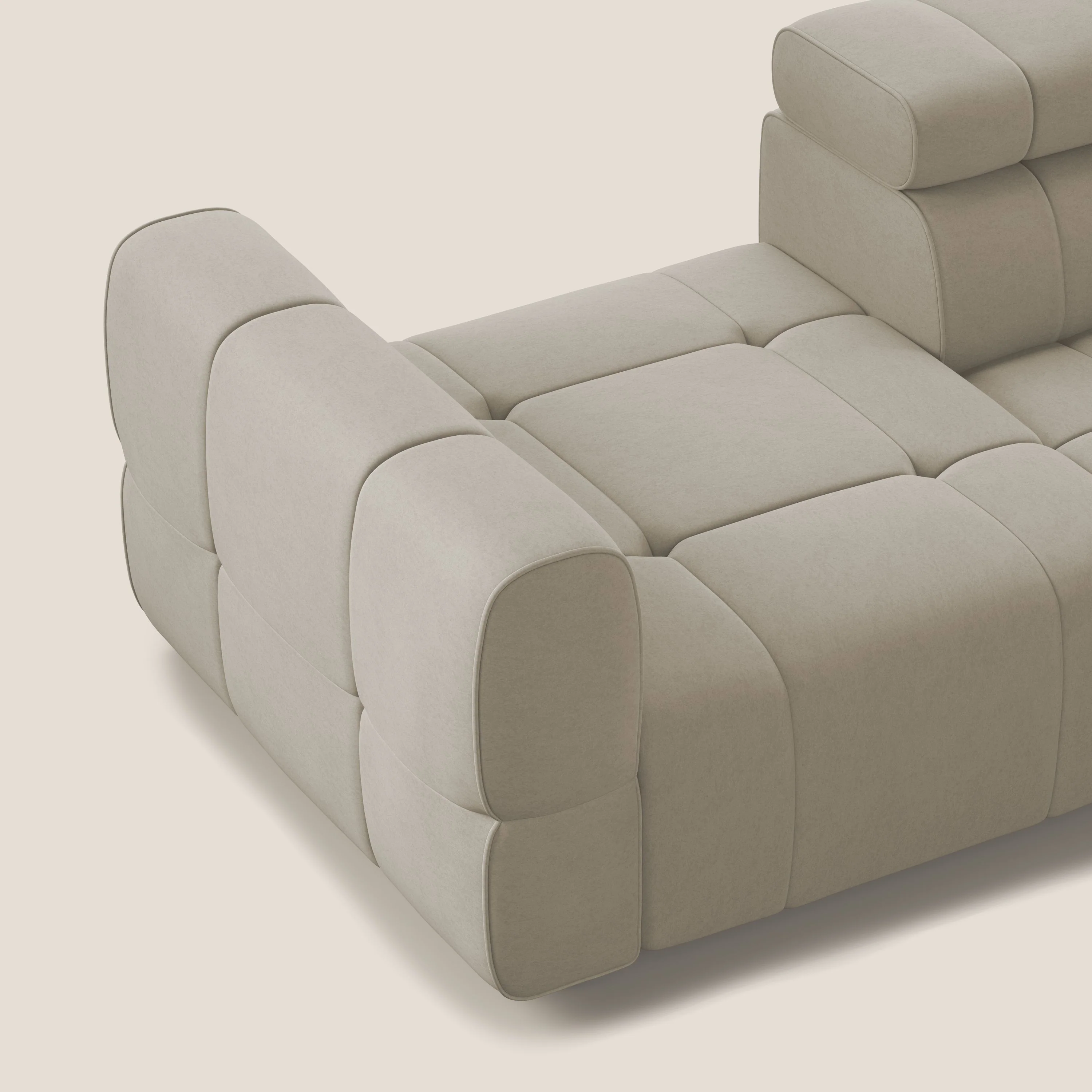 Giotto Canapé terminal avec option relax électrique en microfibre imperméable effet velours  T09 beige - Image 9