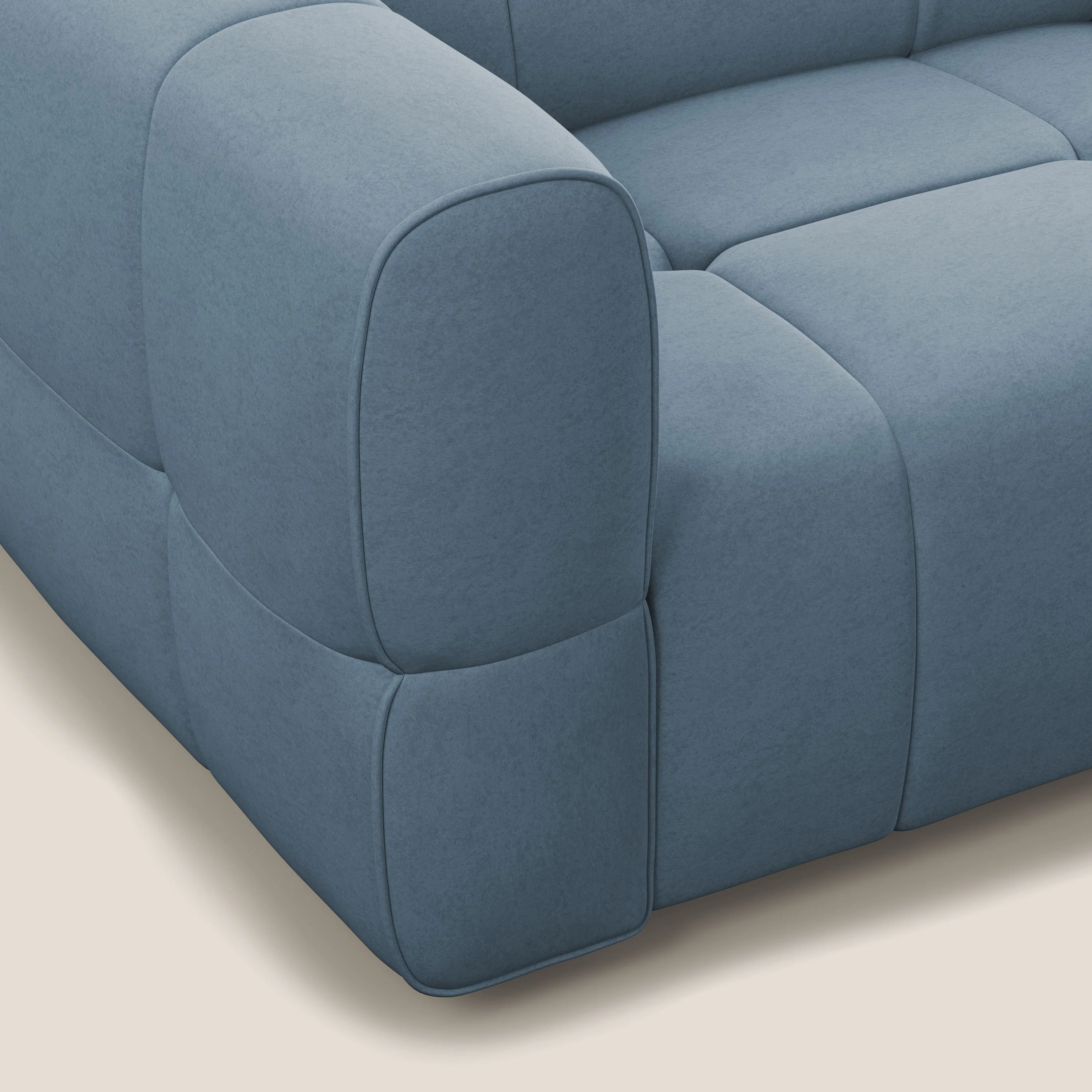 Giotto Canapé terminal avec option relax électrique en microfibre imperméable effet velours  T09 bleu gris - Image 8