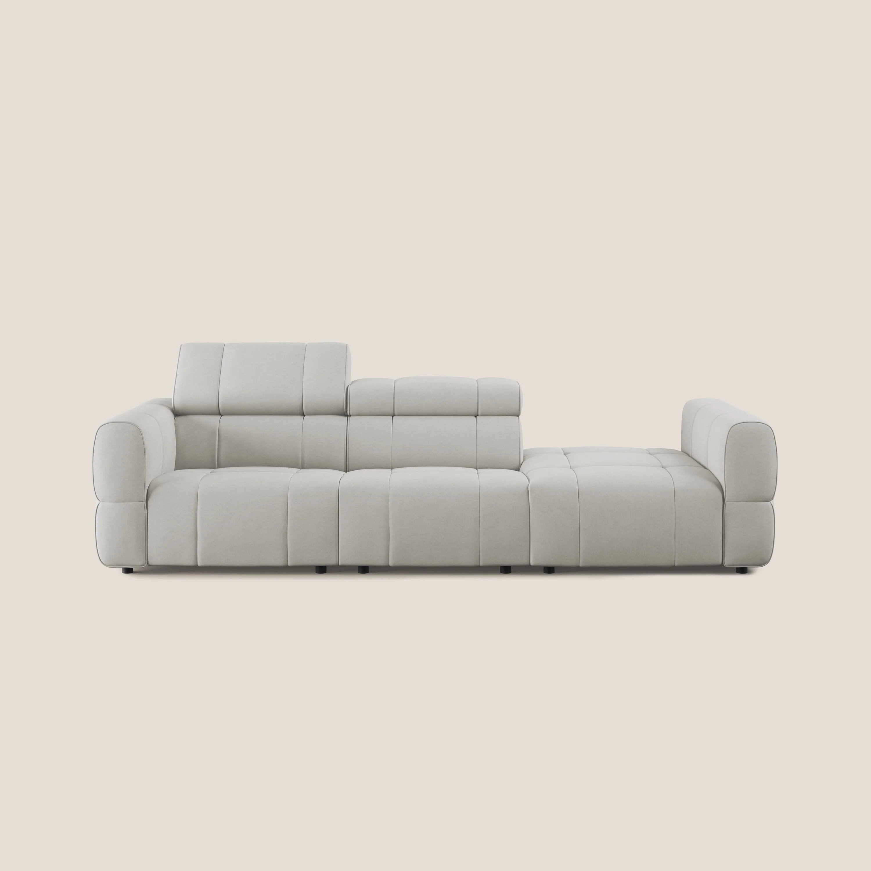 Giotto Canapé terminal avec option relax électrique en microfibre imperméable effet velours  T09 crème - Image 11