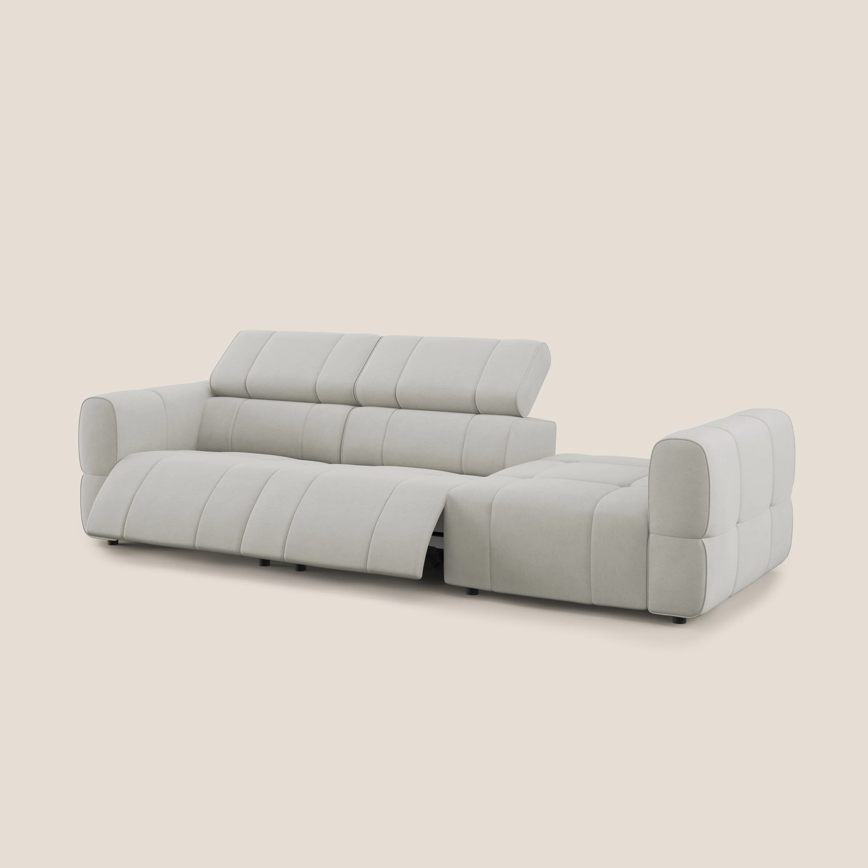 Giotto Canapé terminal avec option relax électrique en microfibre imperméable effet velours  T09 crème - Image 12