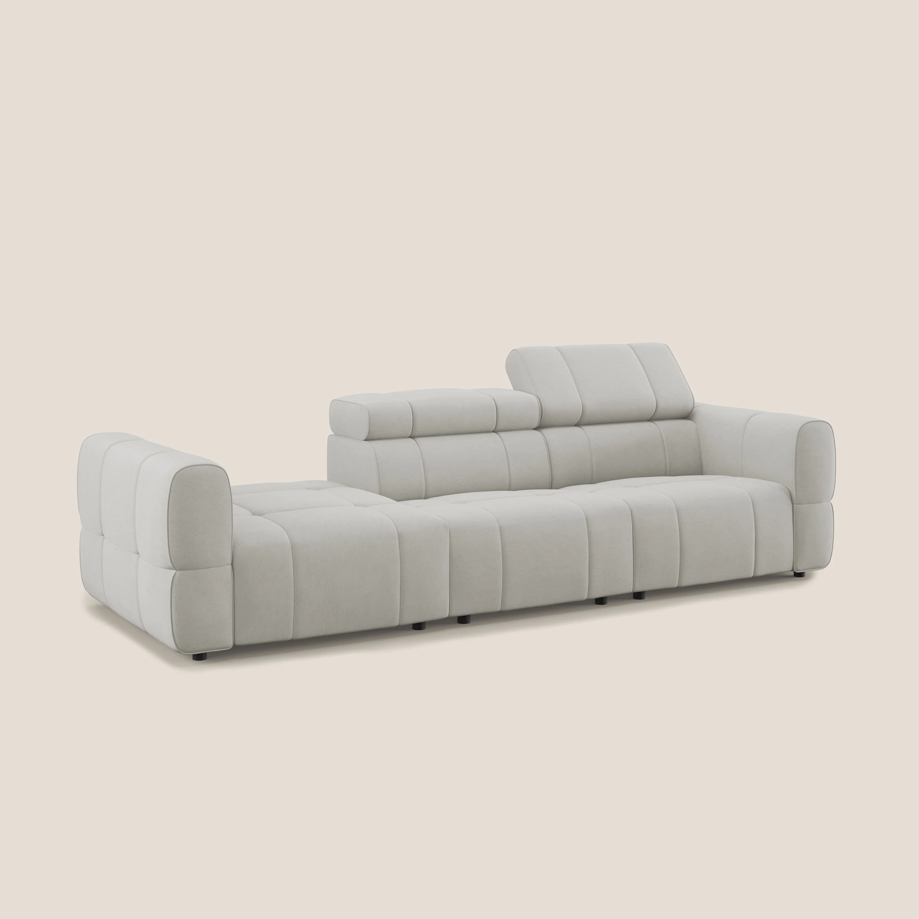 Giotto Canapé terminal avec option relax électrique en microfibre imperméable effet velours  T09 crème - Image 4