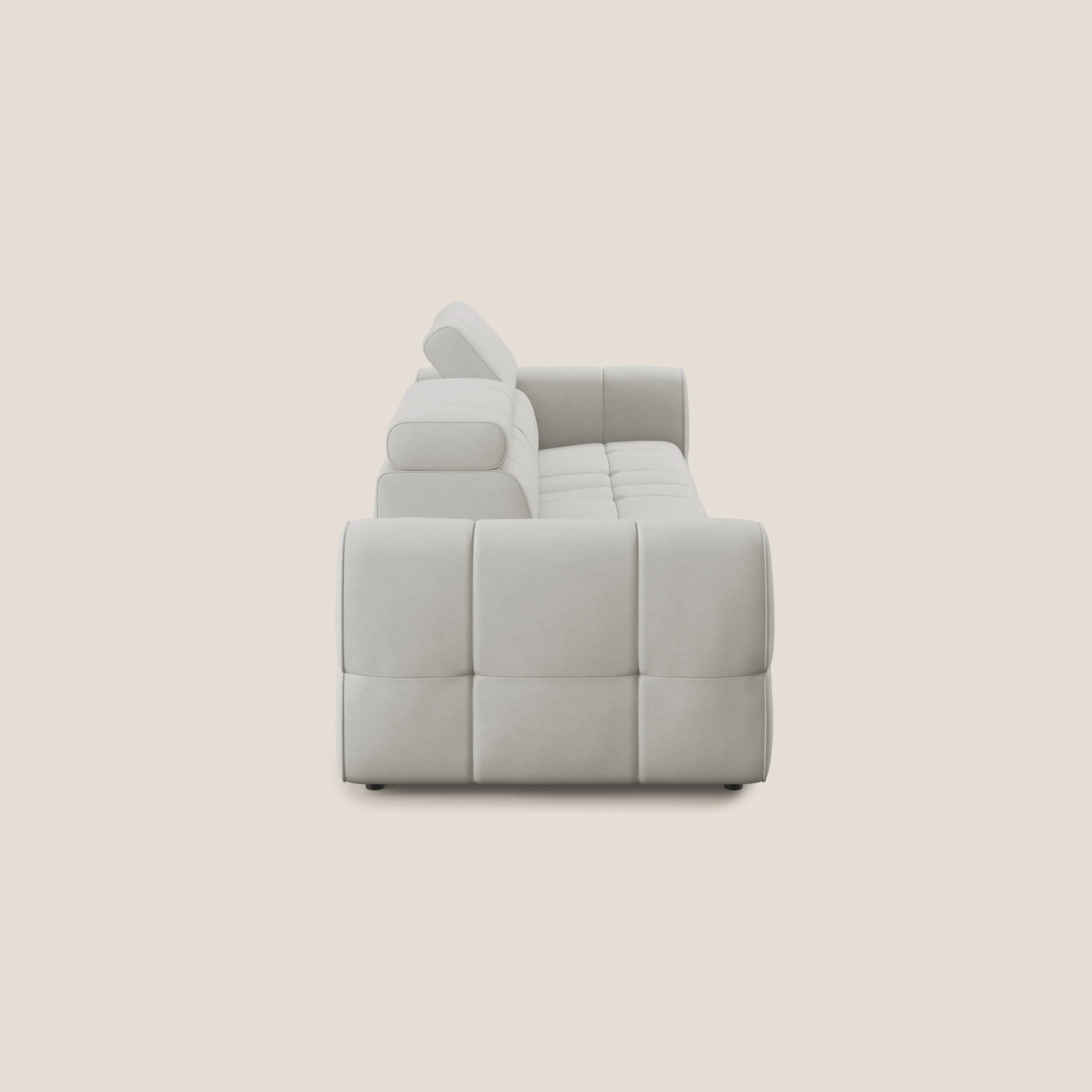 Giotto Canapé terminal avec option relax électrique en microfibre imperméable effet velours  T09 crème - Image 5