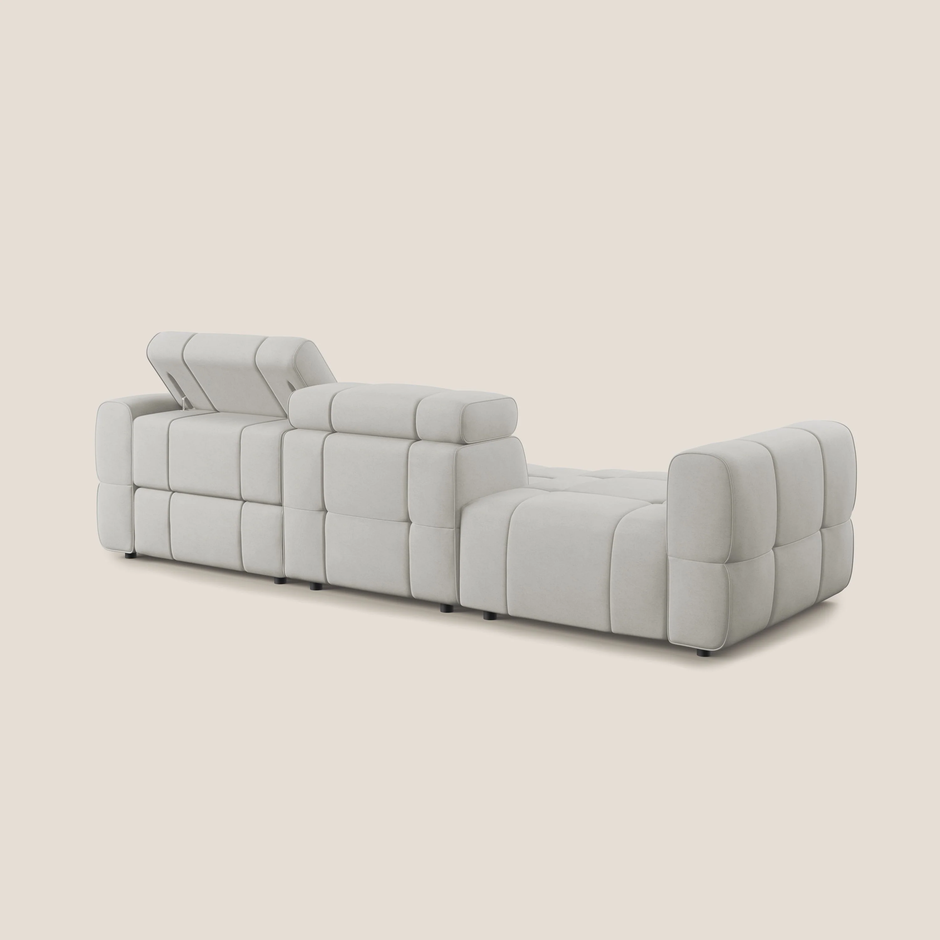 Giotto Canapé terminal avec option relax électrique en microfibre imperméable effet velours  T09 crème - Image 6