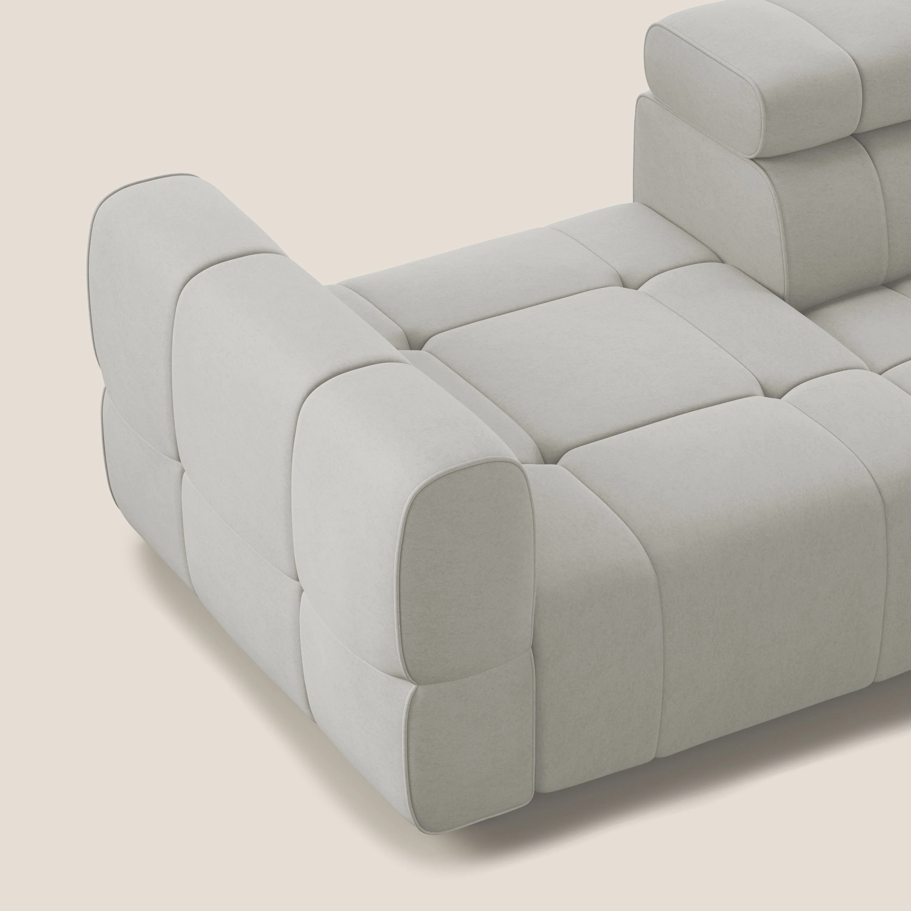 Giotto Canapé terminal avec option relax électrique en microfibre imperméable effet velours  T09 crème - Image 7