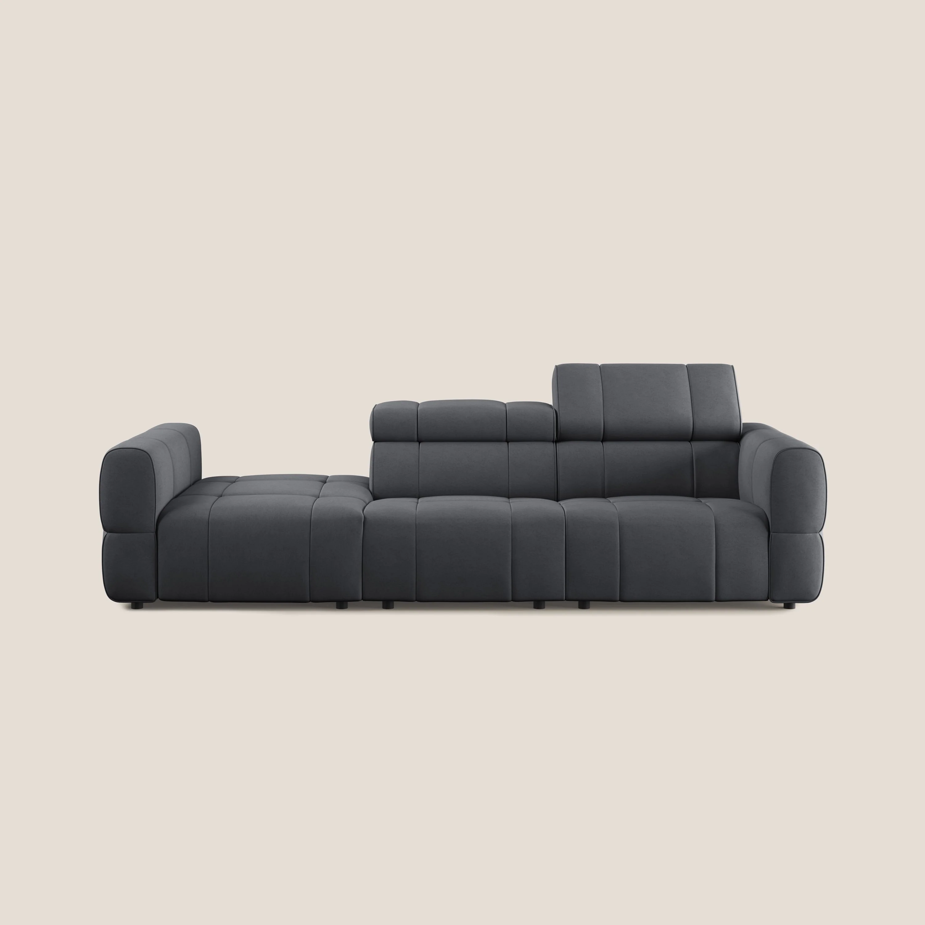 Giotto Canapé terminal avec option relax électrique en microfibre imperméable effet velours T09 gris