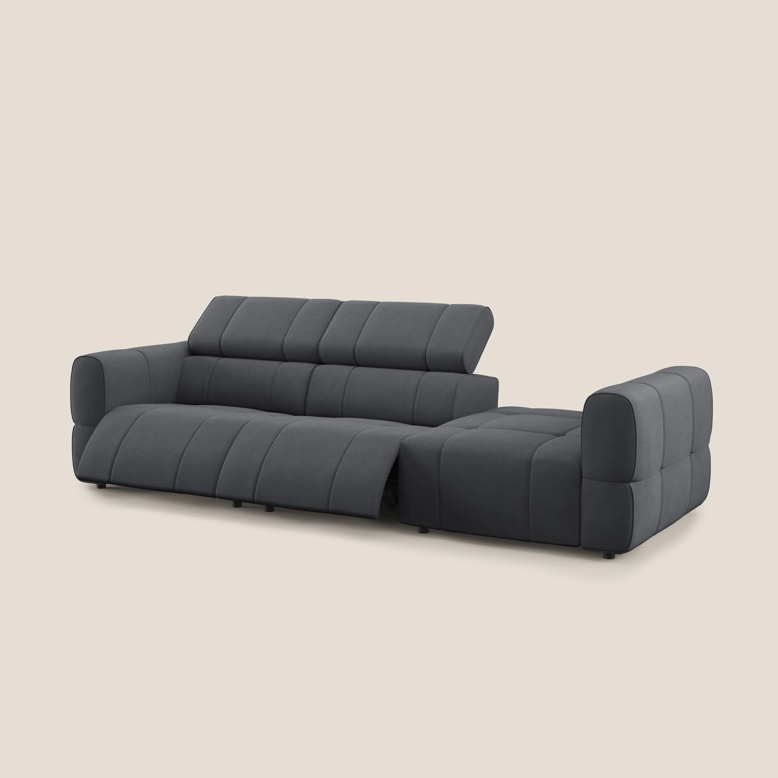 Giotto Canapé terminal avec option relax électrique en microfibre imperméable effet velours T09 gris - Image 12