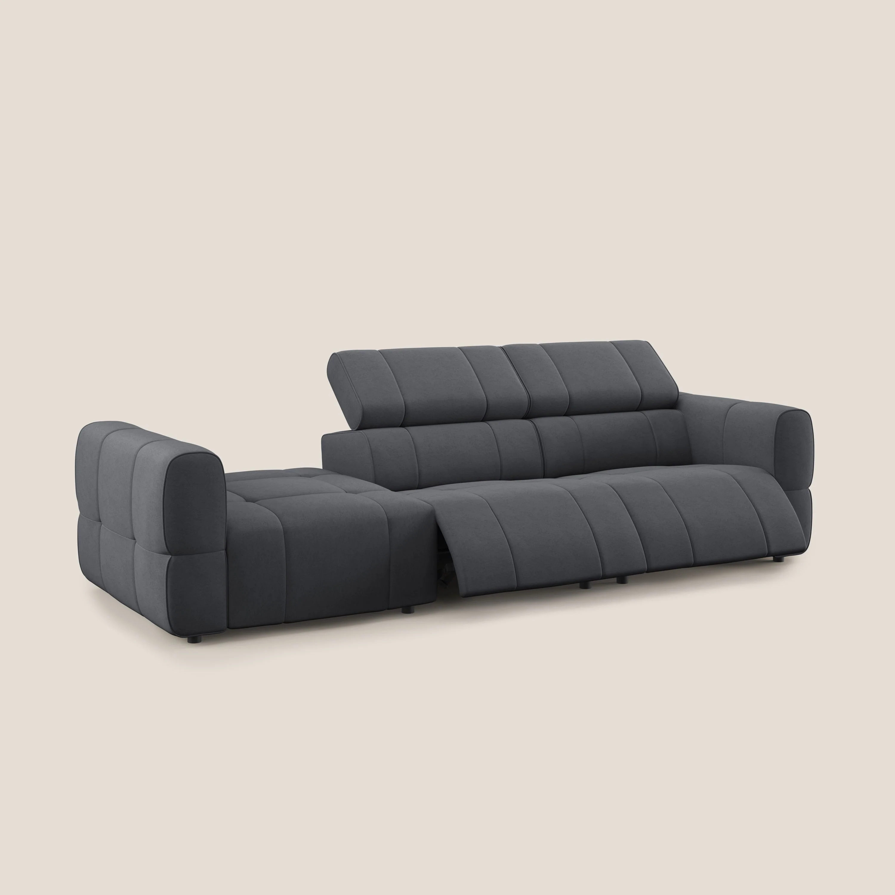 Giotto Canapé terminal avec option relax électrique en microfibre imperméable effet velours T09 gris - Image 3