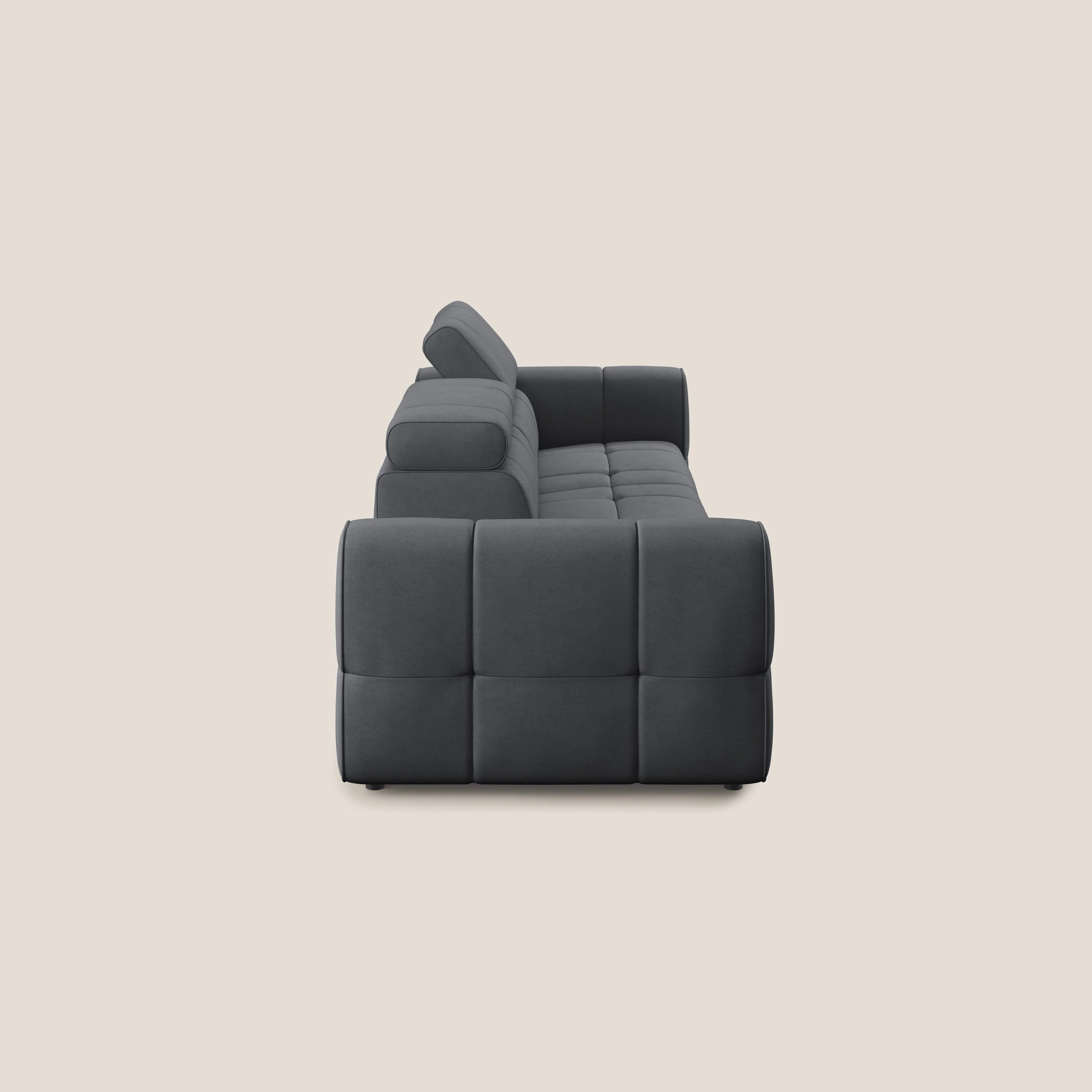 Giotto Canapé terminal avec option relax électrique en microfibre imperméable effet velours T09 gris - Image 5