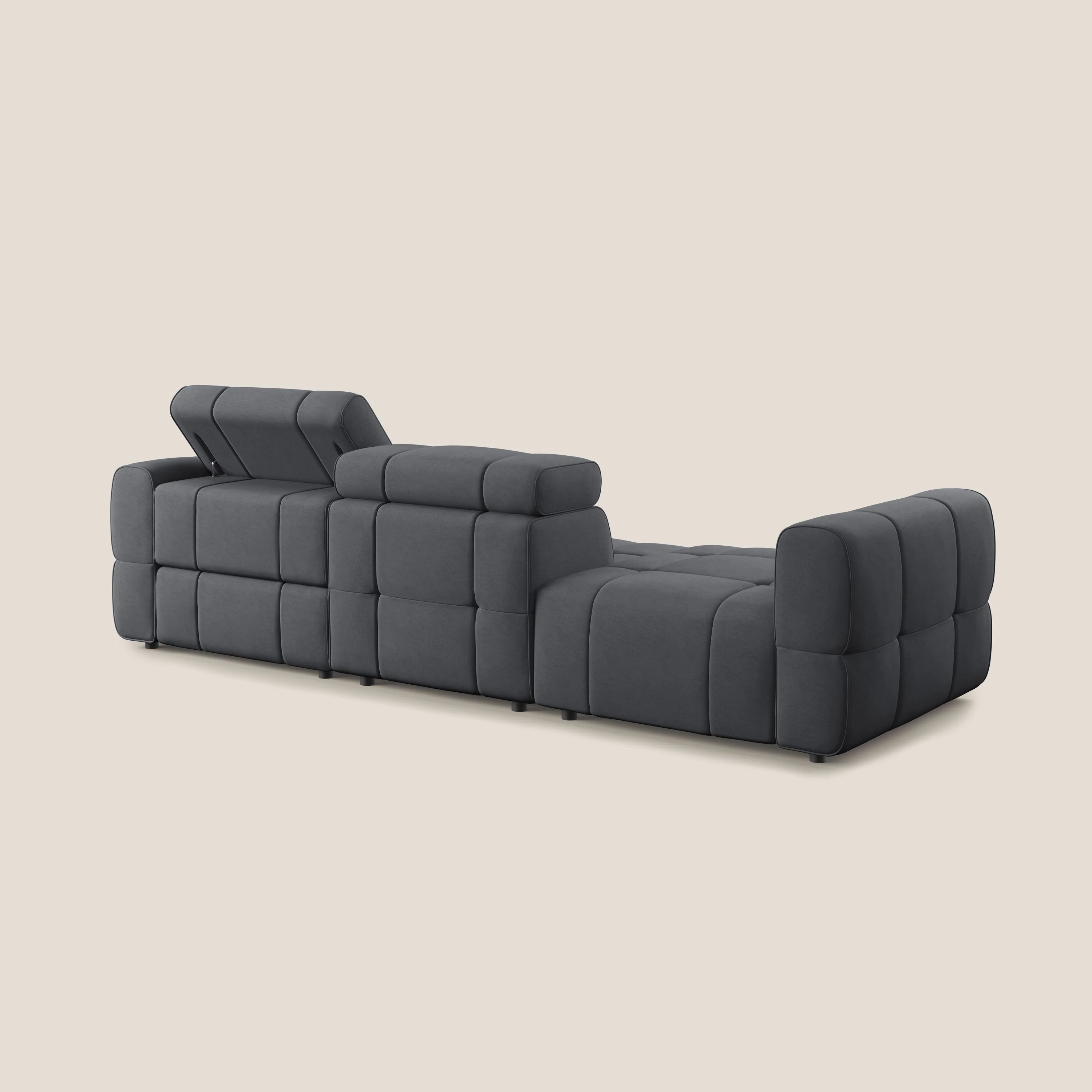 Giotto Canapé terminal avec option relax électrique en microfibre imperméable effet velours T09 gris - Image 6