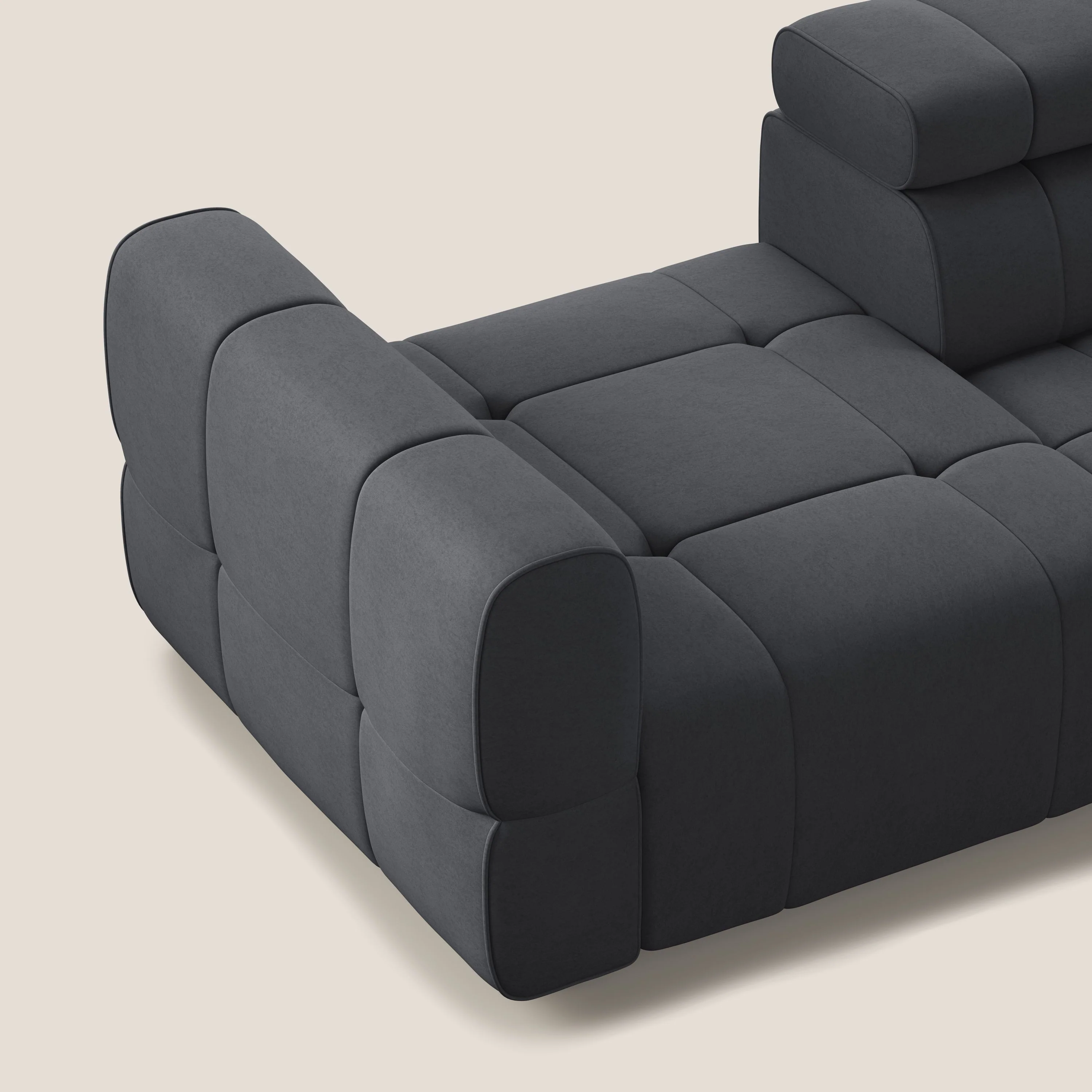 Giotto Canapé terminal avec option relax électrique en microfibre imperméable effet velours T09 gris - Image 7