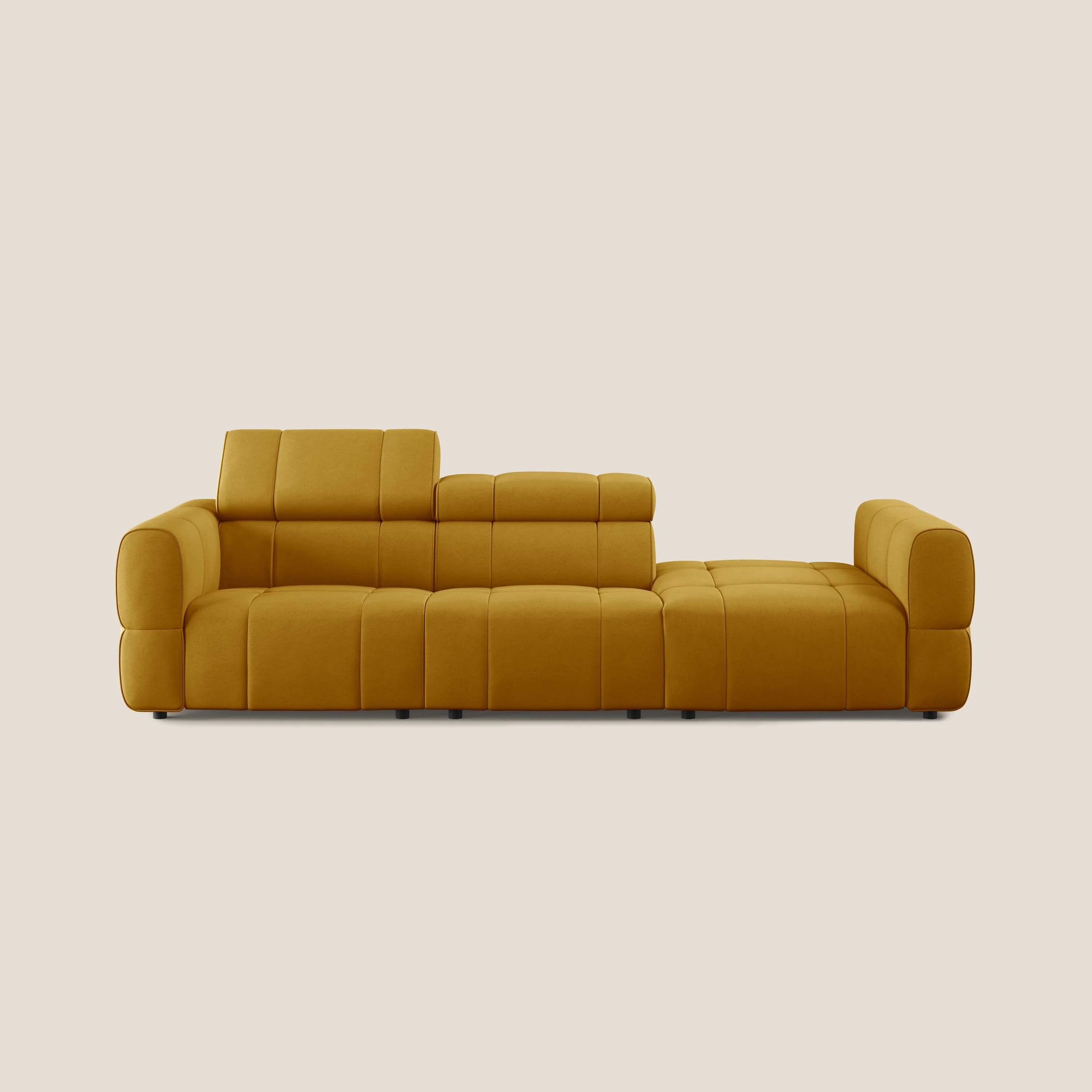 Giotto Canapé terminal avec option relax électrique en microfibre imperméable effet velours  T09 jaune - Image 11