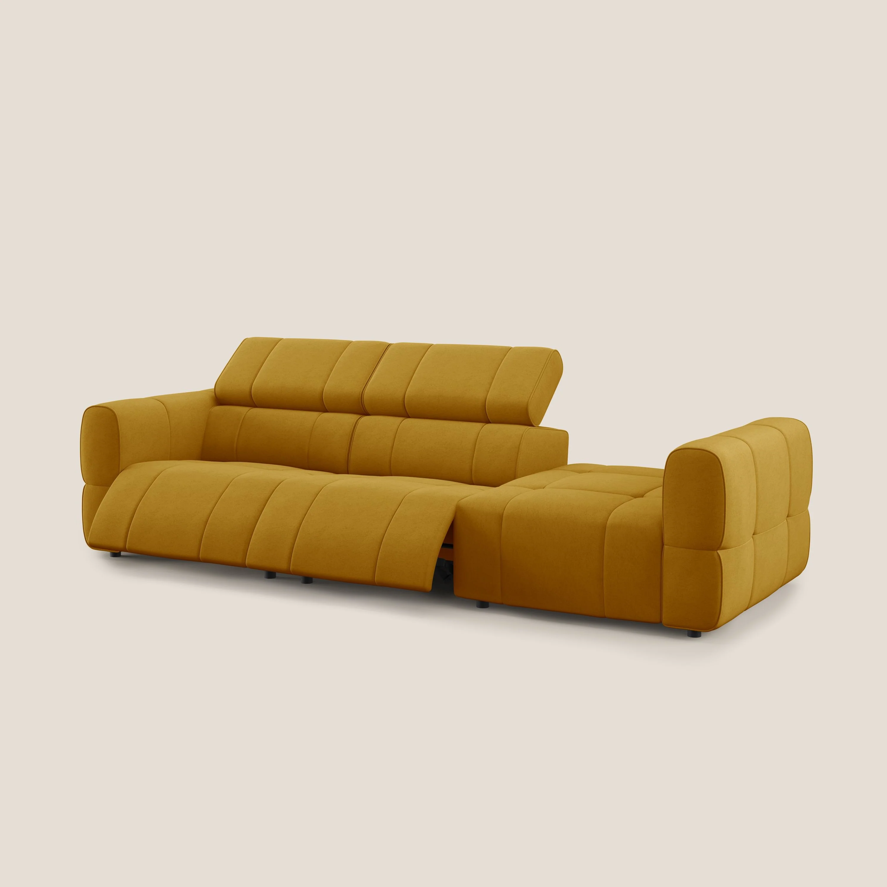 Giotto Canapé terminal avec option relax électrique en microfibre imperméable effet velours  T09 jaune - Image 12