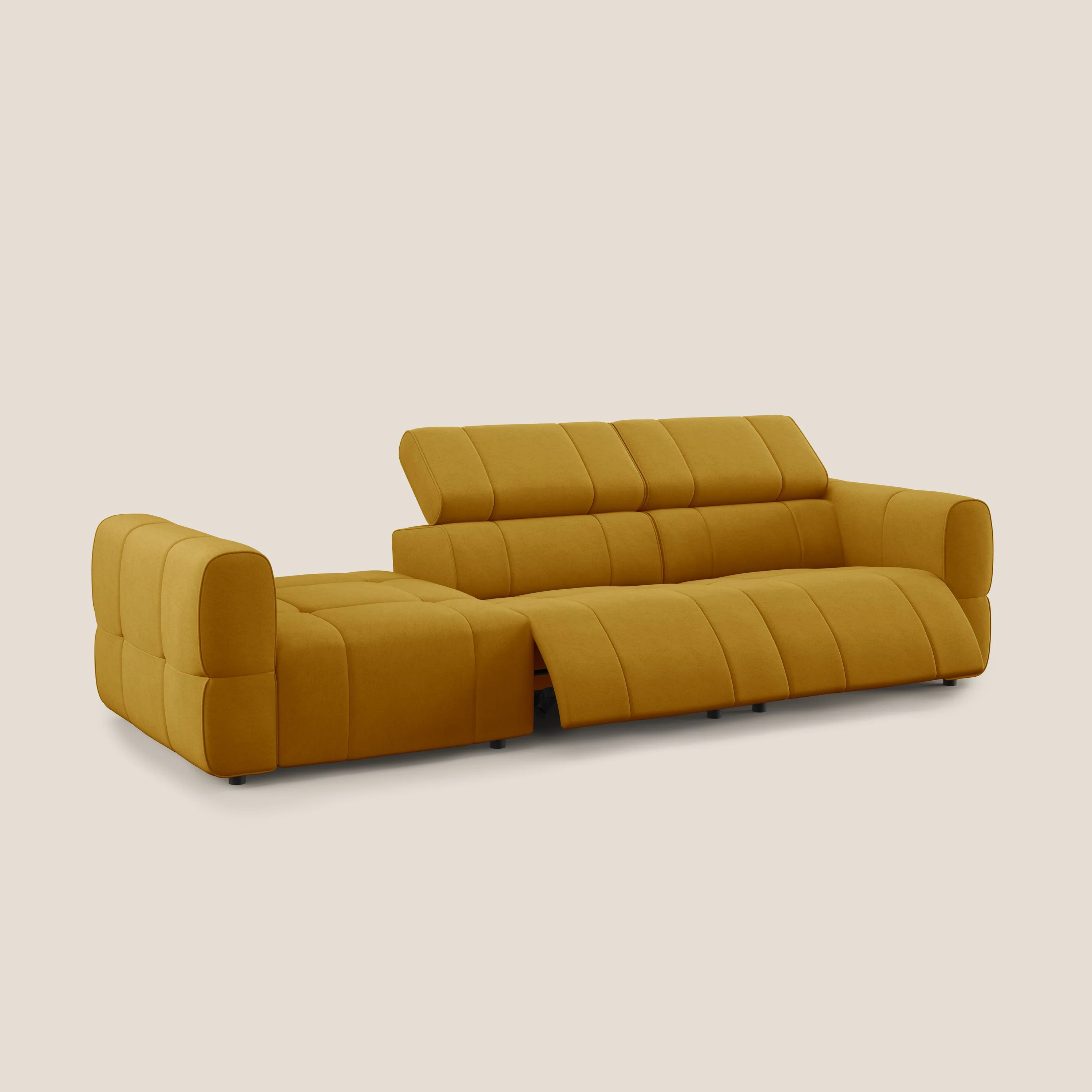 Giotto Canapé terminal avec option relax électrique en microfibre imperméable effet velours  T09 jaune - Image 3