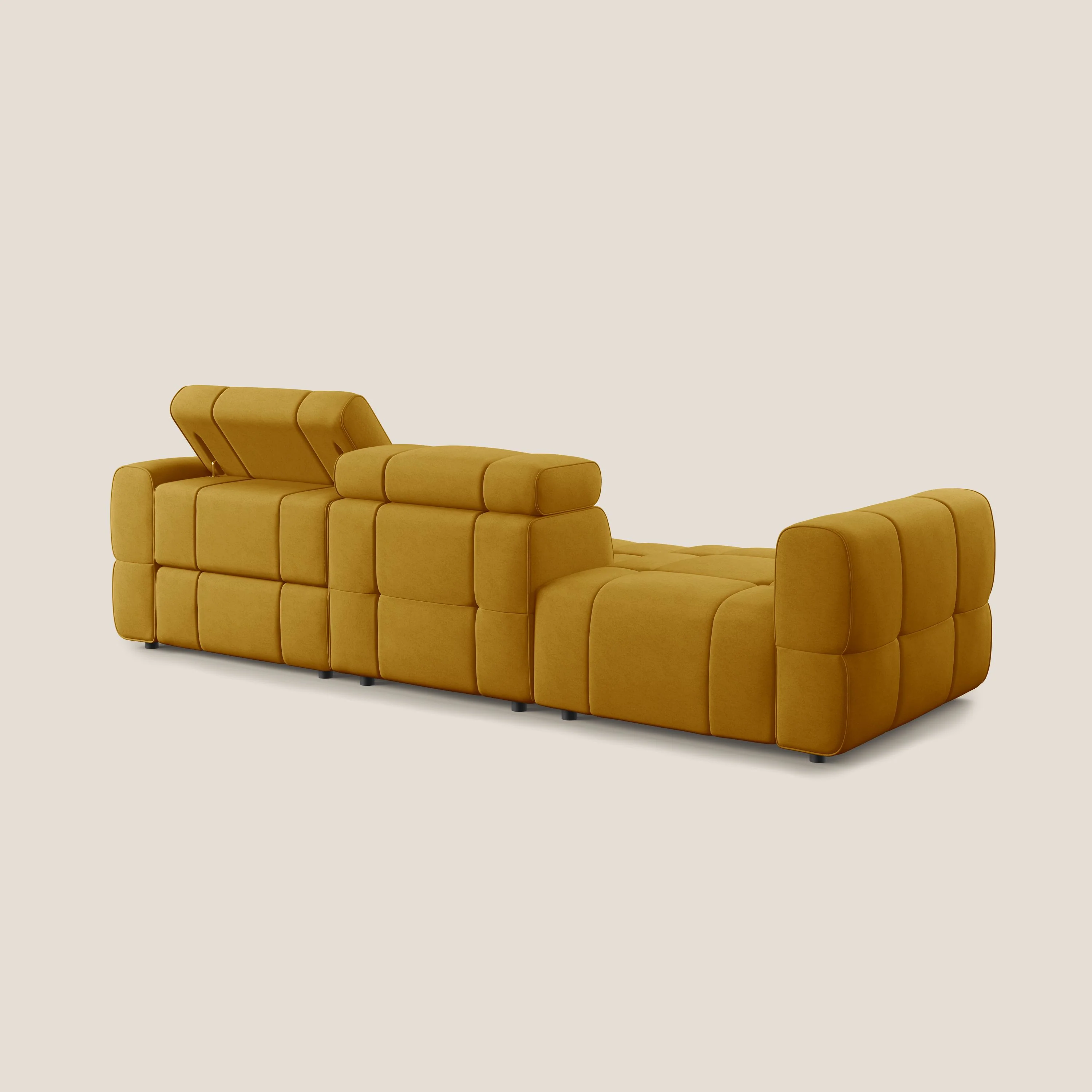 Giotto Canapé terminal avec option relax électrique en microfibre imperméable effet velours  T09 jaune - Image 6