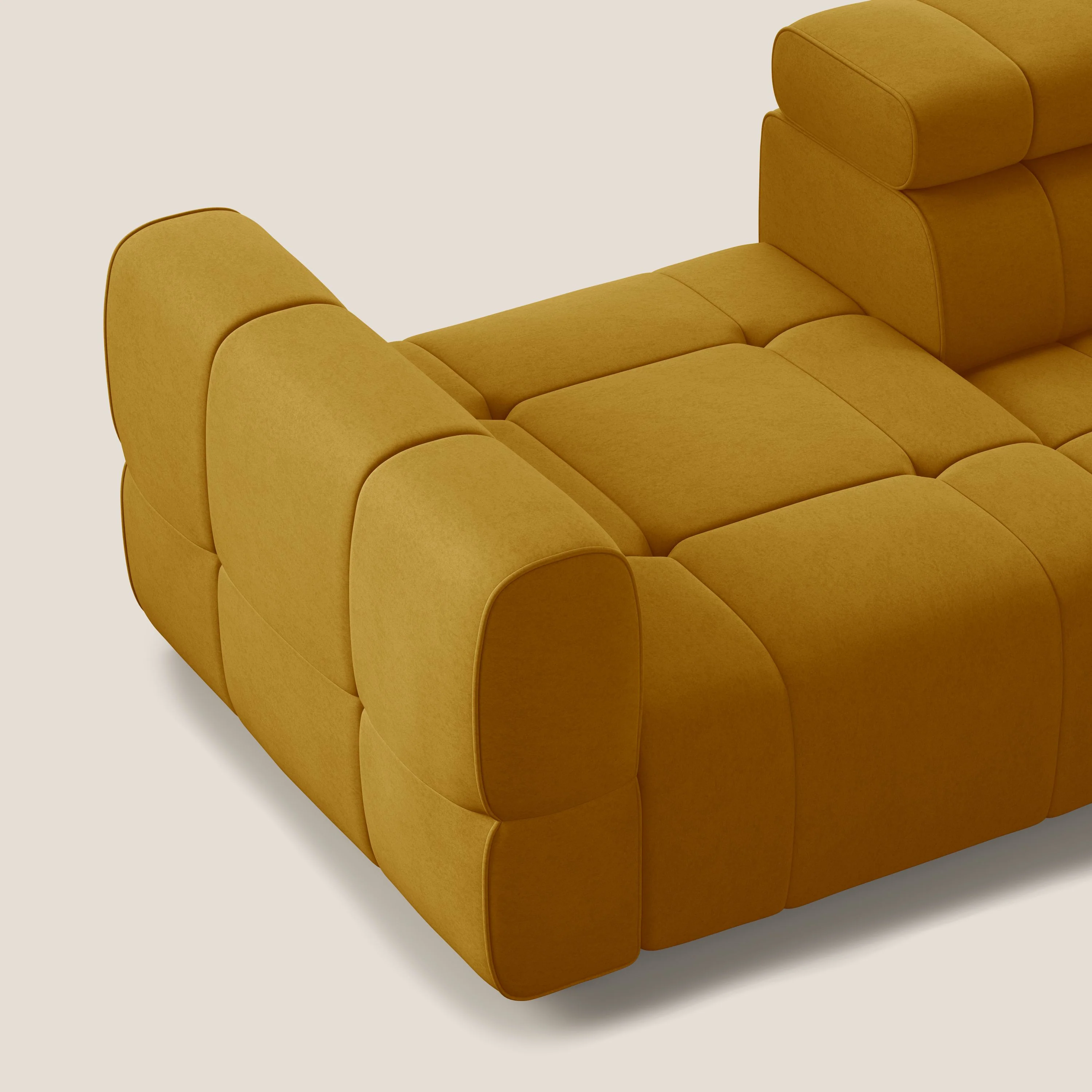 Giotto Canapé terminal avec option relax électrique en microfibre imperméable effet velours  T09 jaune - Image 7