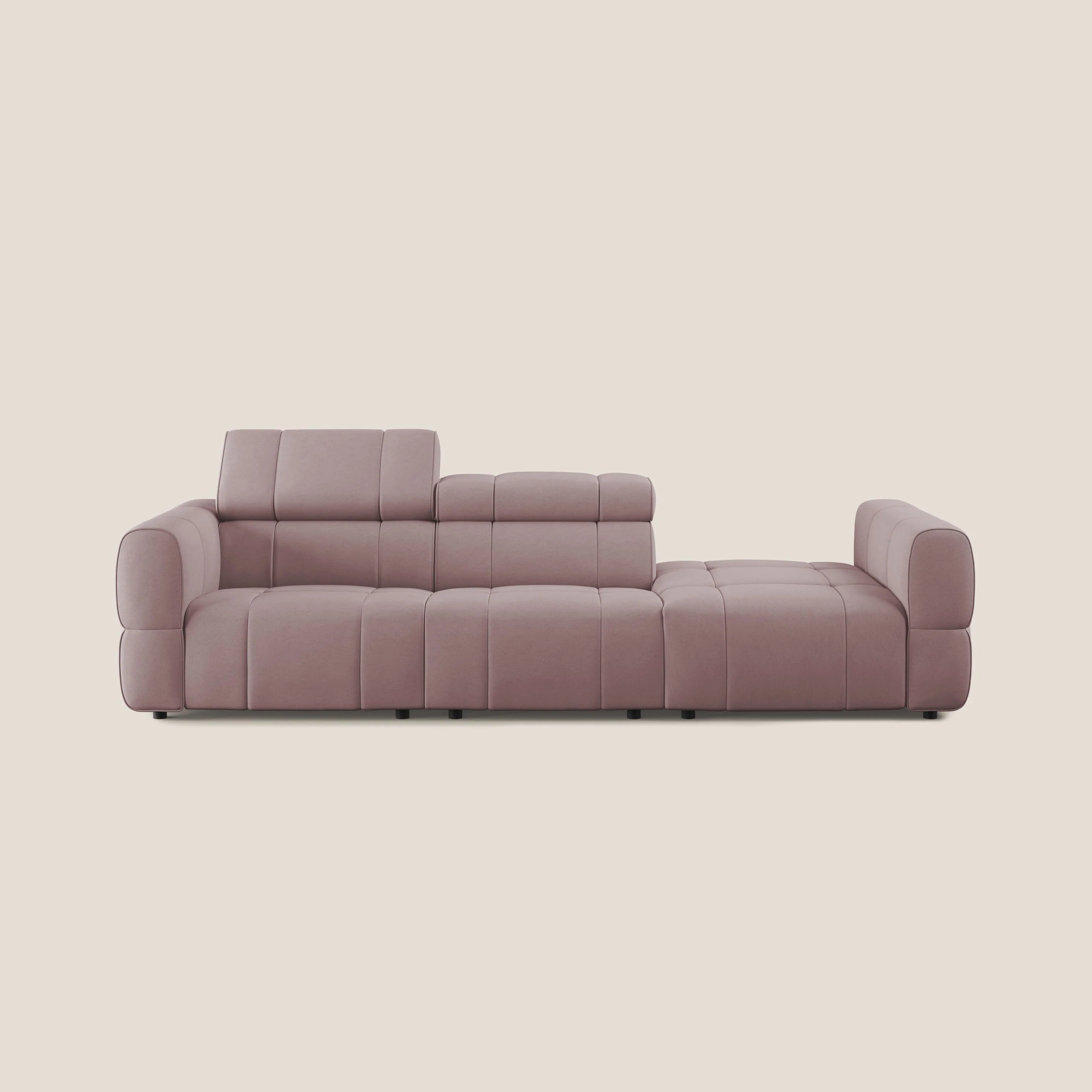 Giotto Canapé terminal avec option relax électrique en microfibre imperméable effet velours  T09 rose - Image 11