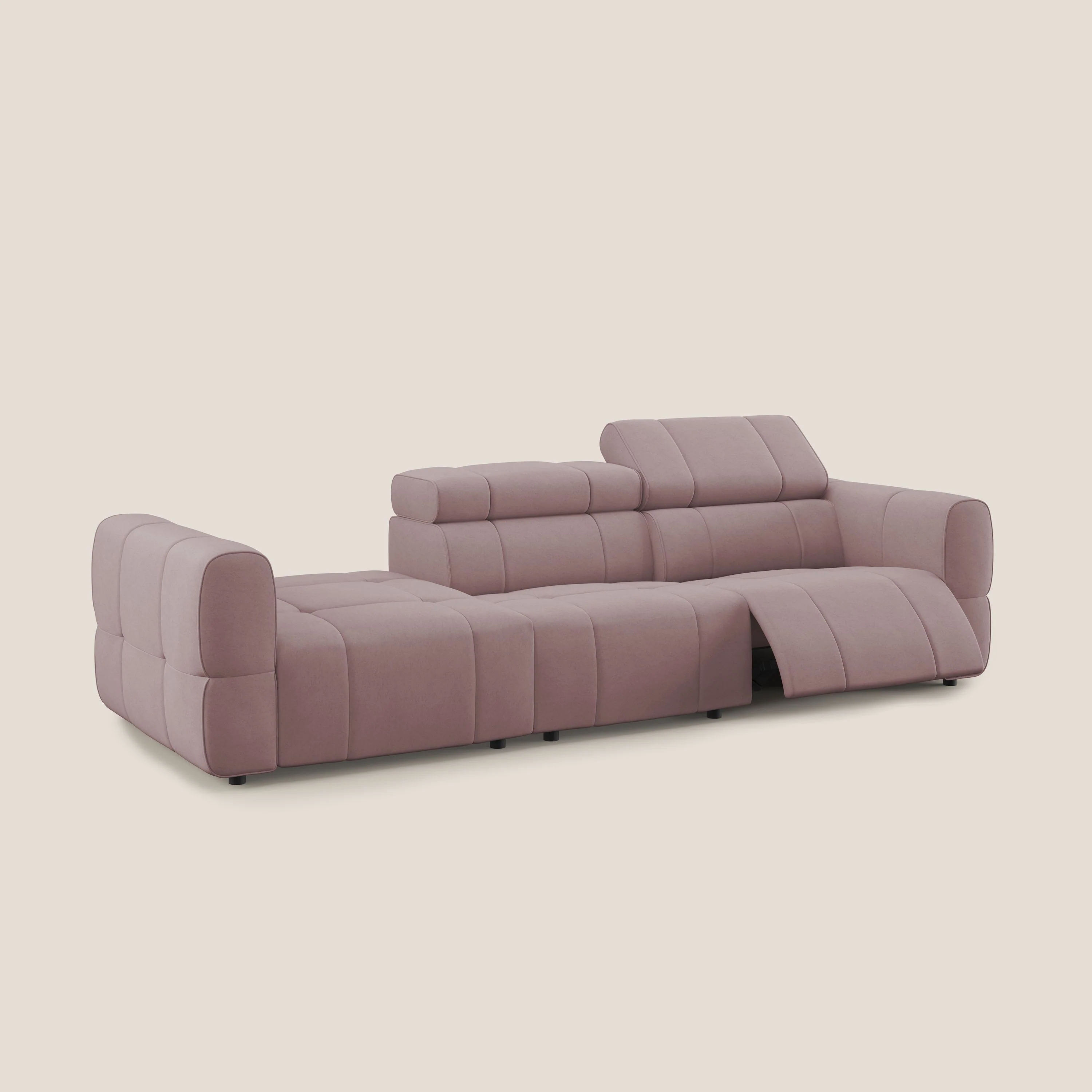 Giotto Canapé terminal avec option relax électrique en microfibre imperméable effet velours  T09 rose - Image 2