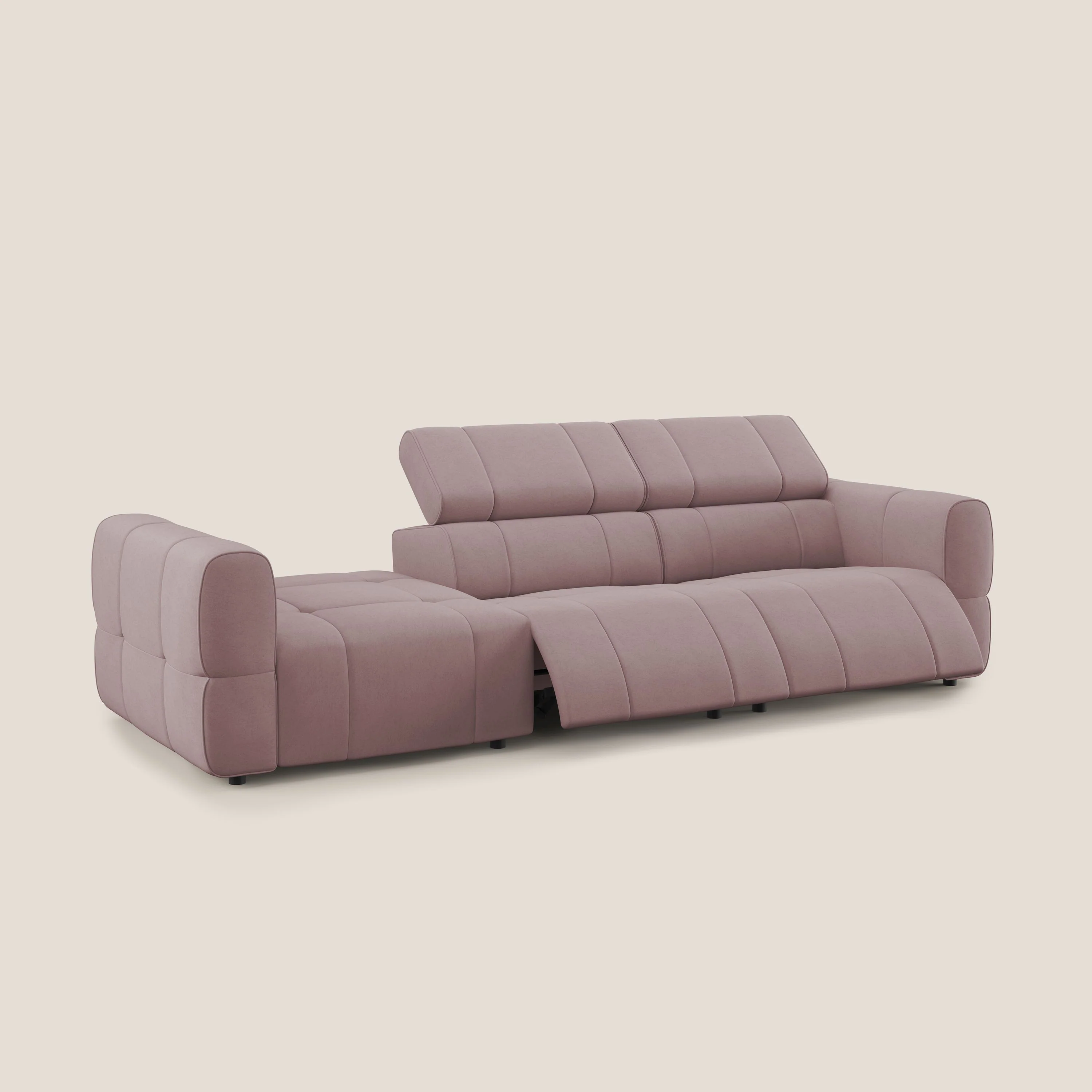 Giotto Canapé terminal avec option relax électrique en microfibre imperméable effet velours  T09 rose - Image 3