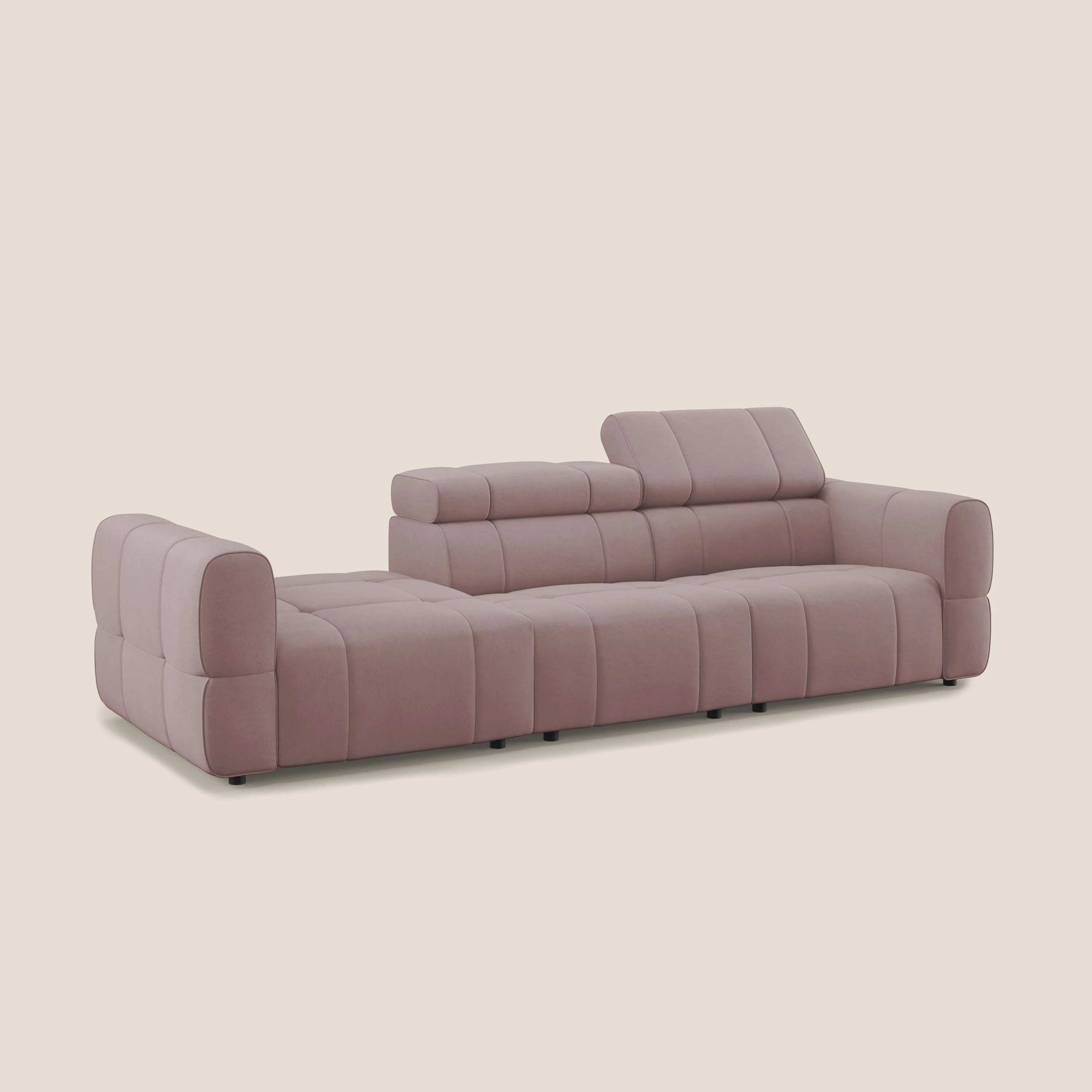 Giotto Canapé terminal avec option relax électrique en microfibre imperméable effet velours  T09 rose - Image 4
