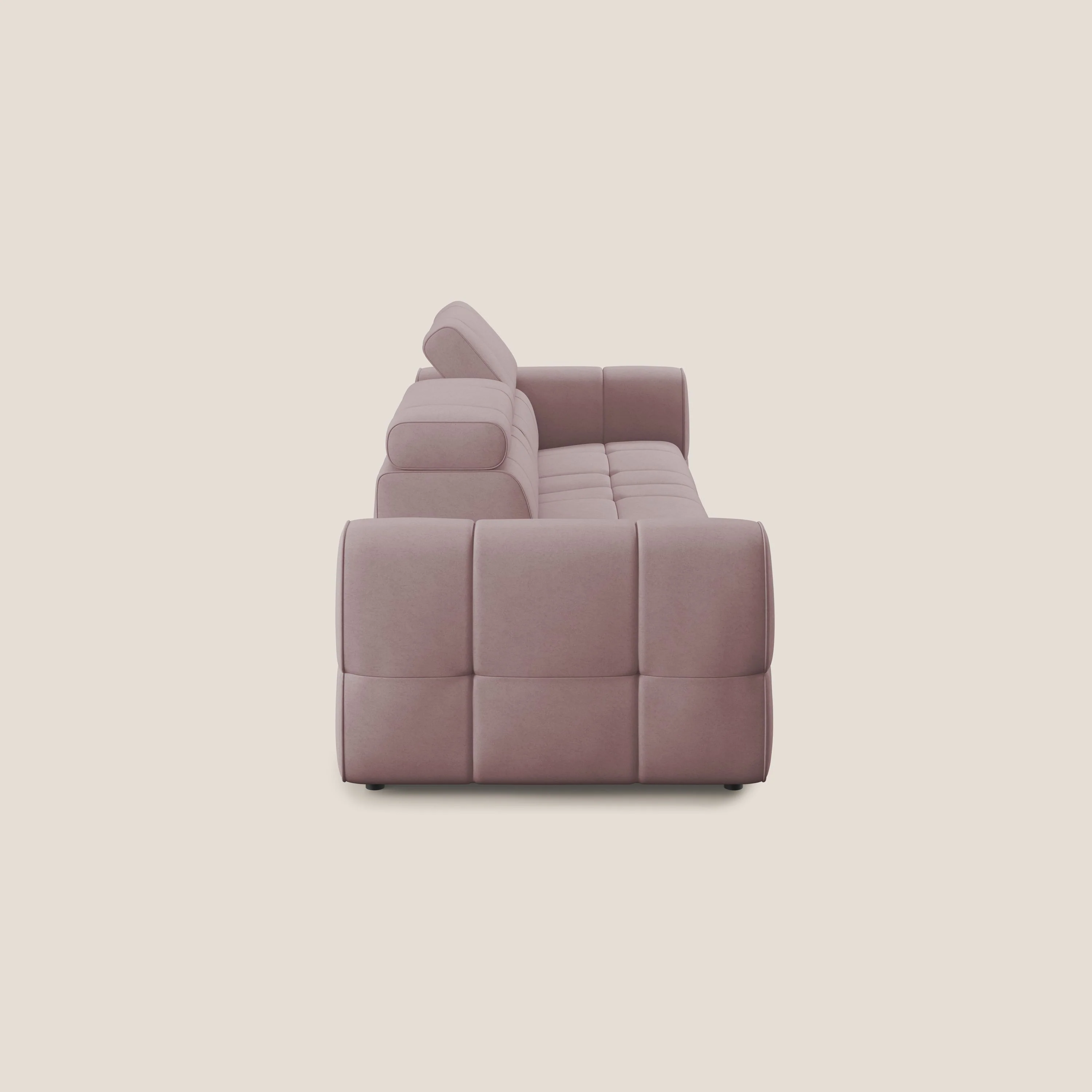 Giotto Canapé terminal avec option relax électrique en microfibre imperméable effet velours  T09 rose - Image 5