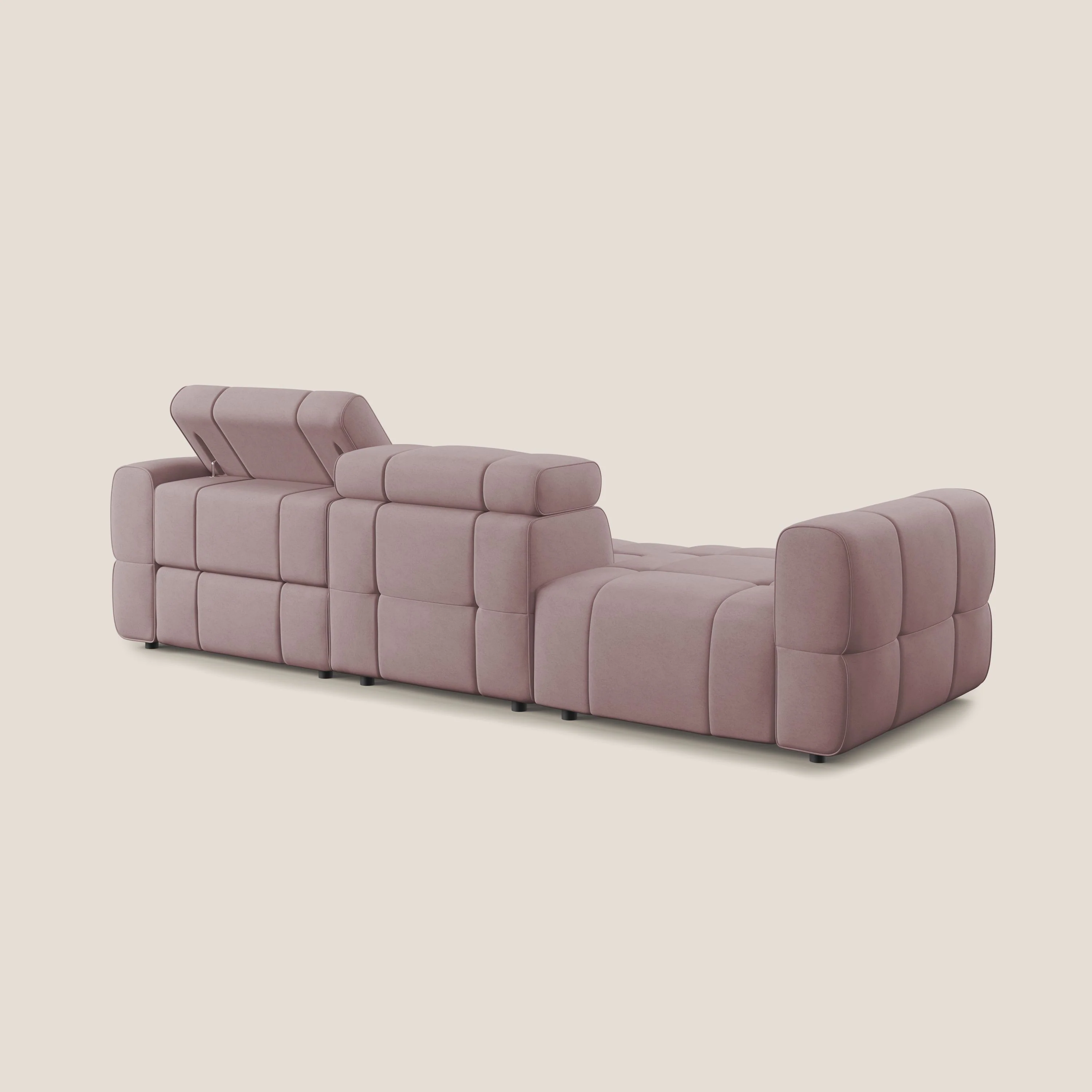Giotto Canapé terminal avec option relax électrique en microfibre imperméable effet velours  T09 rose - Image 6