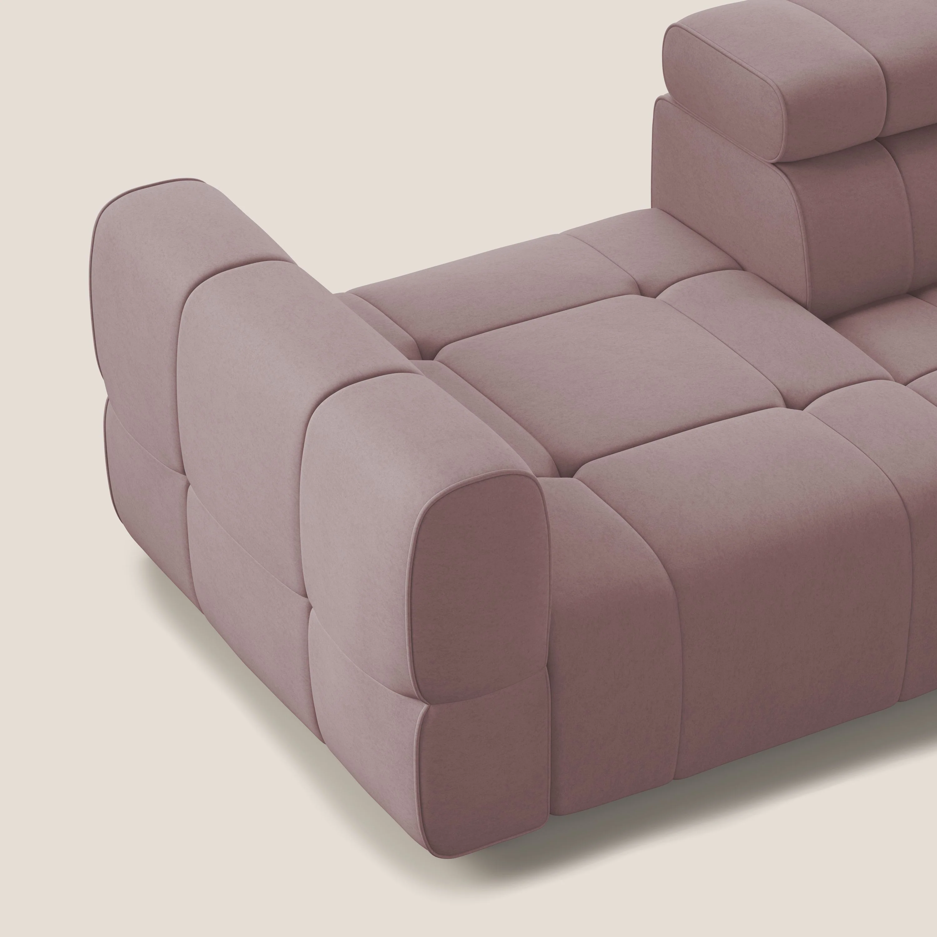 Giotto Canapé terminal avec option relax électrique en microfibre imperméable effet velours  T09 rose - Image 7